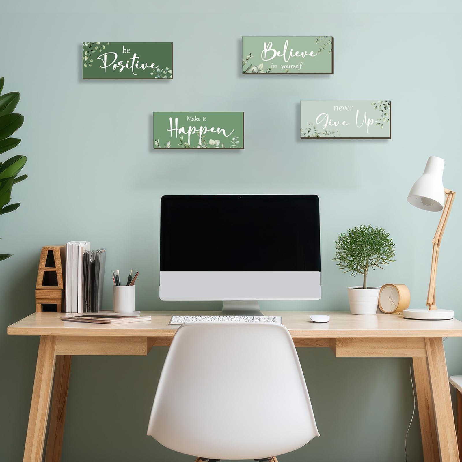 4 Pcs Green Office Decor For Women Motivational Wall Decor Inspirational Gree…