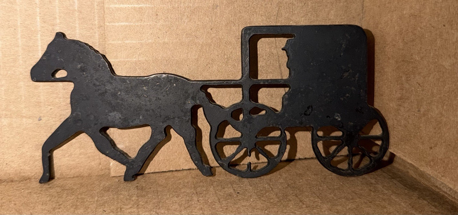 Amish Horse & Buggy Black Metal Silhouette Wall Decor Art Sign Plaque Farmhouse