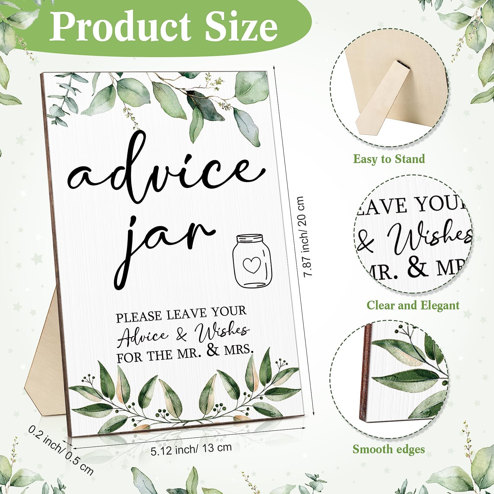 114 Pieces Greenery Bridal Shower Decoration Include Advice and Wishes for th…
