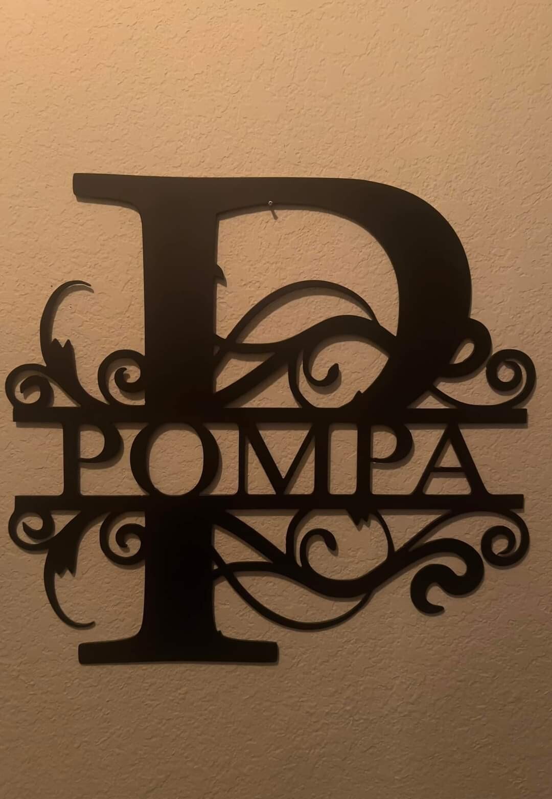 Metal Art Vine Monogram Custom Letter Black or White 16″ 20″ 24″ Metal Art