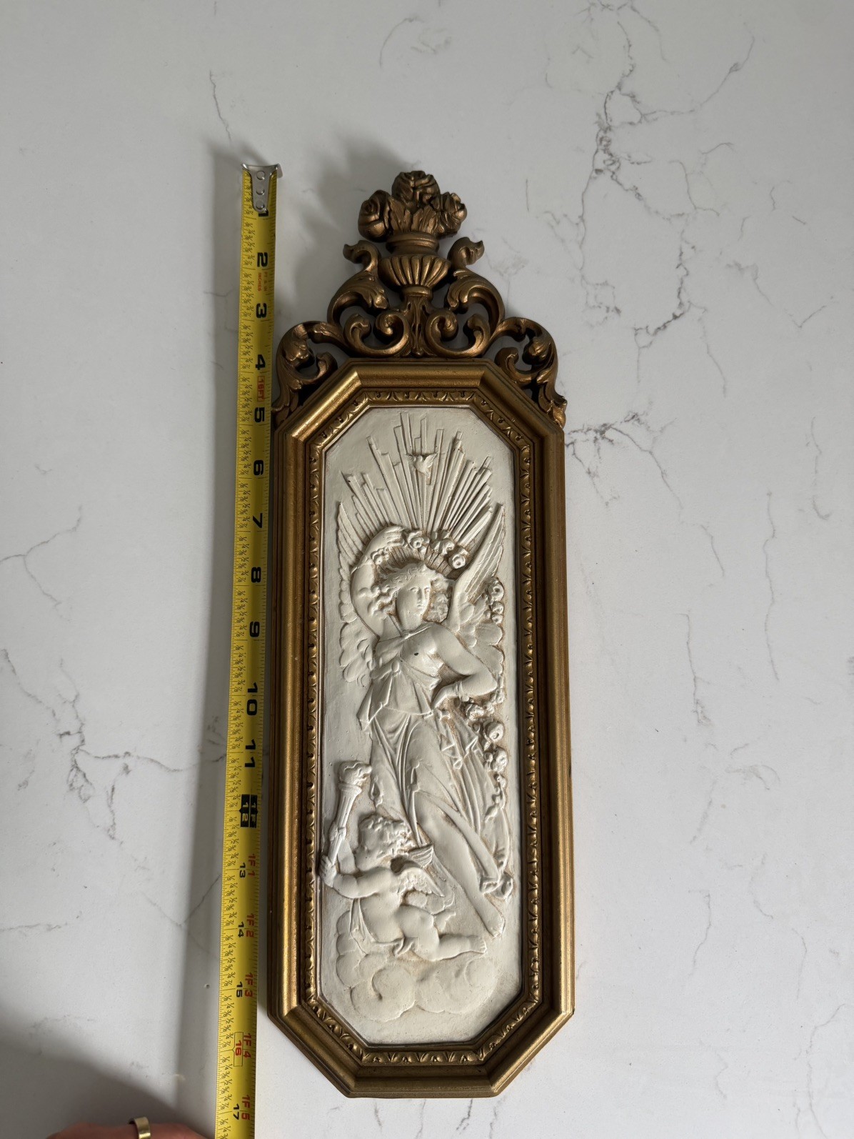 Vintage Homco Dart Plastic Decor Wall Plaque Art Nouveau Ladies W/ Cherub