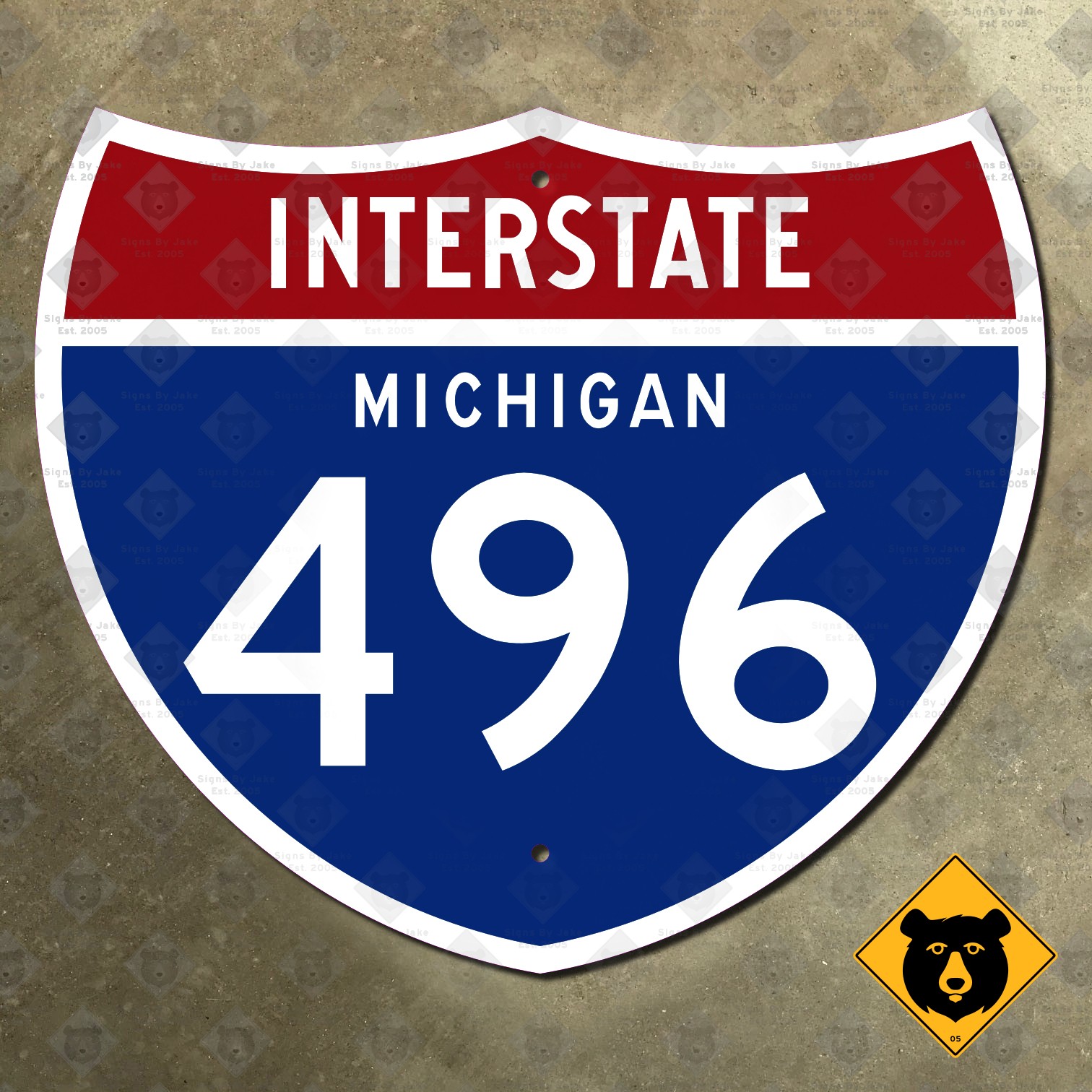 Michigan Interstate 496 highway route sign Lansing Olds Freeway 1961 12×10