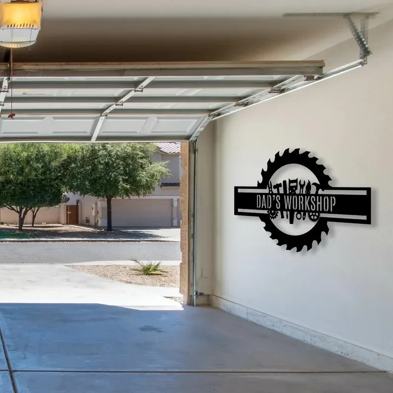 Personalized Workshop Metal Sign, Custom Garage Name Decor, Mechanic Wall Art