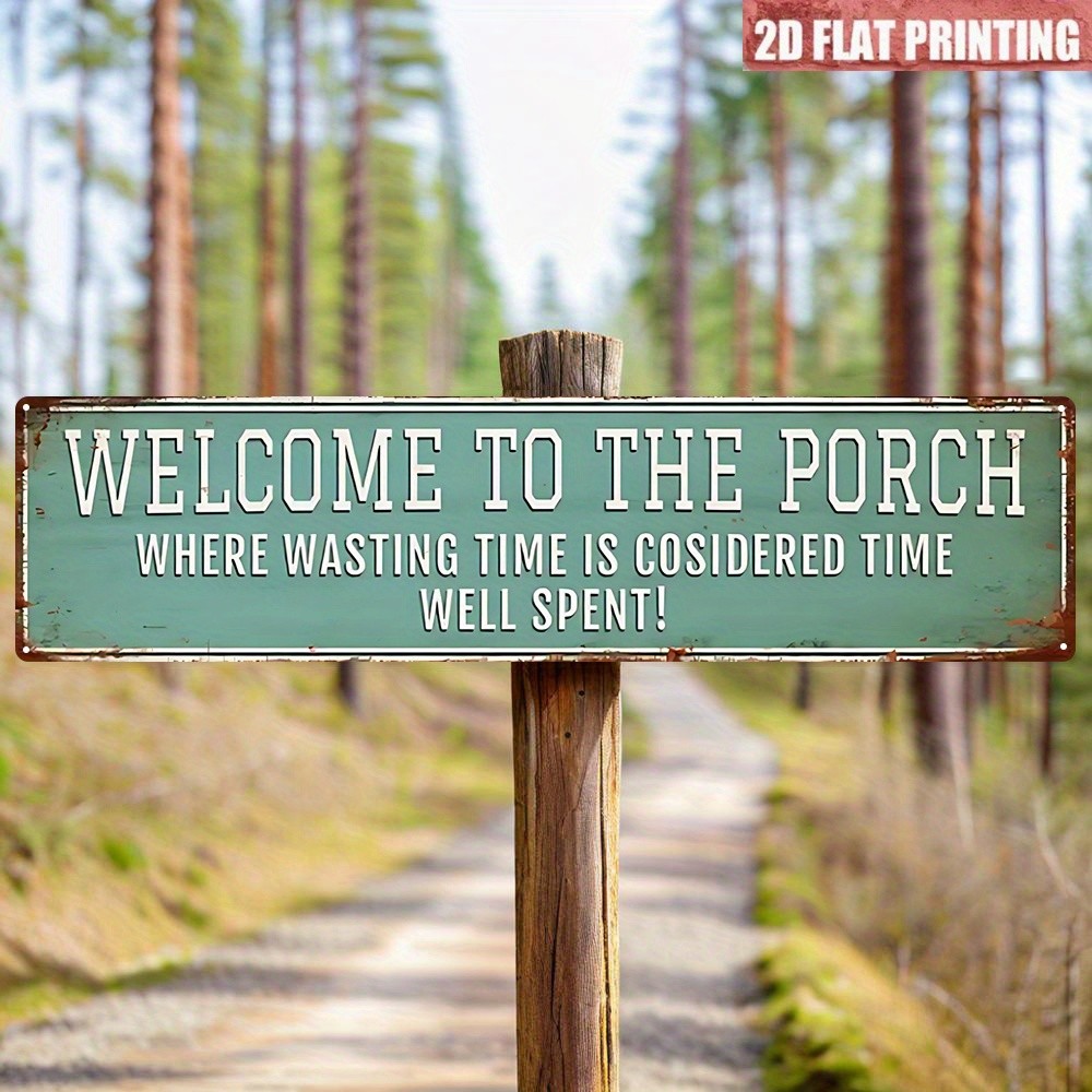 Welcome To The Porch Distressed Teal Metal Sign Front Porch Patio Wall Decor