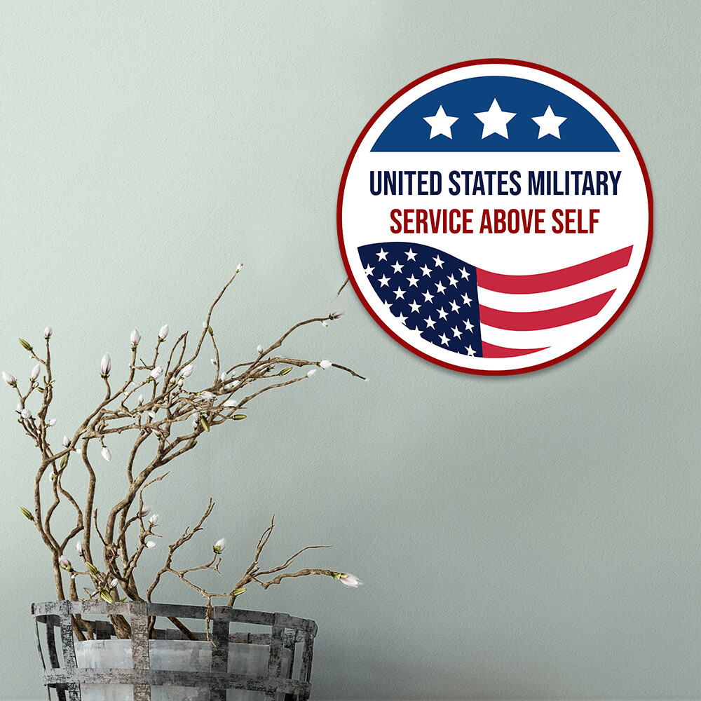 Circle Plus United States Military: Service Above Self Door or Wall Sign
