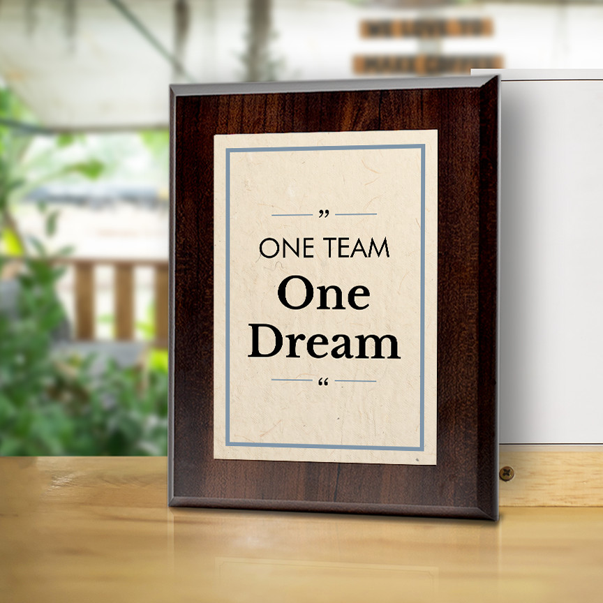 One Team, One Dream Decorative Wall Plaque With Easel Acrylic Stand