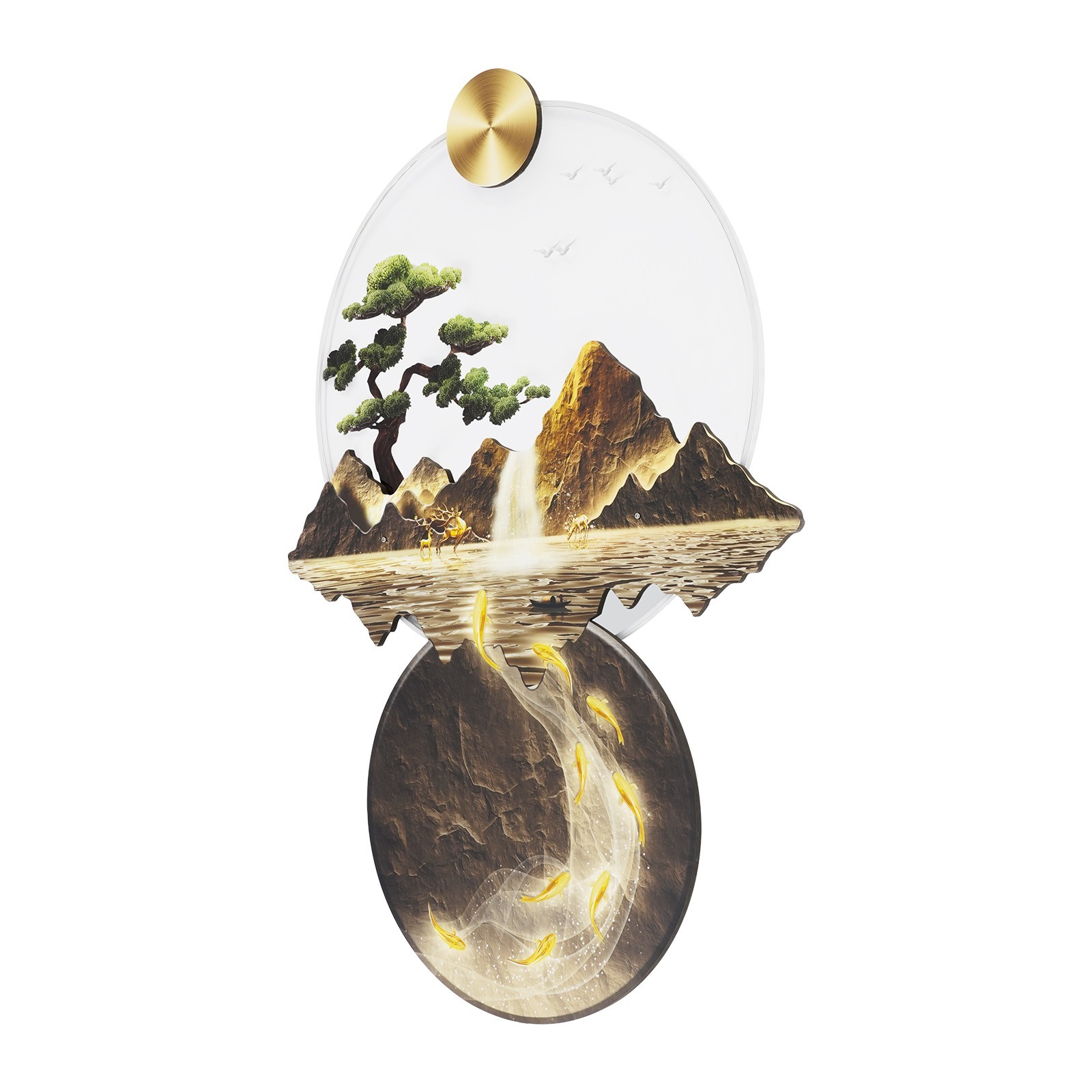 Wall Hanging Sculpture 3D Wall Painting with Light LED Light Decor Wall Art
