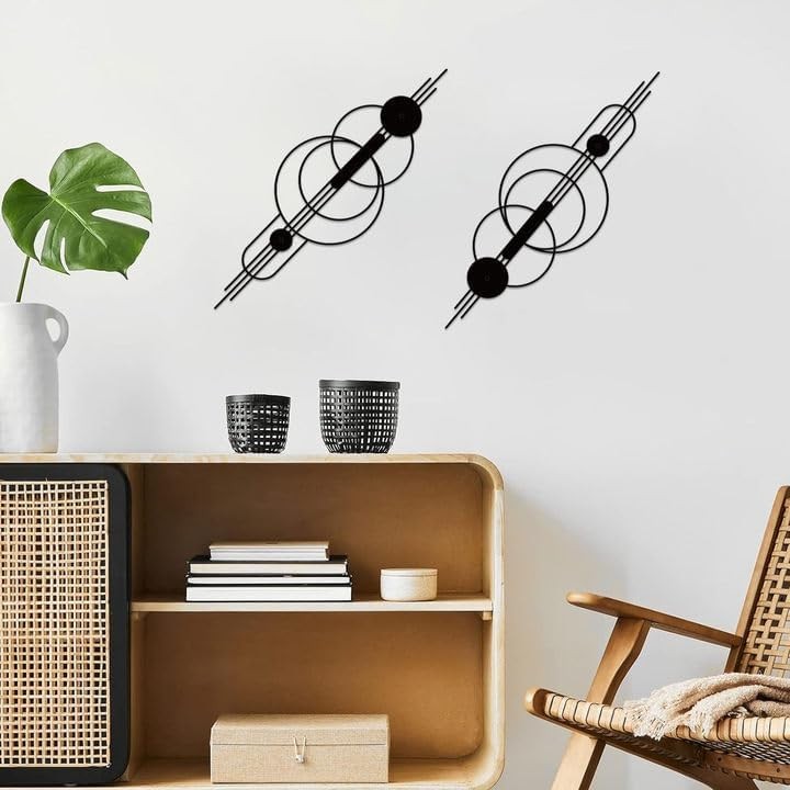 ruelen 2 Pcs Small Metal Abstract Wall Art, Modern Minimalist Large, Geom