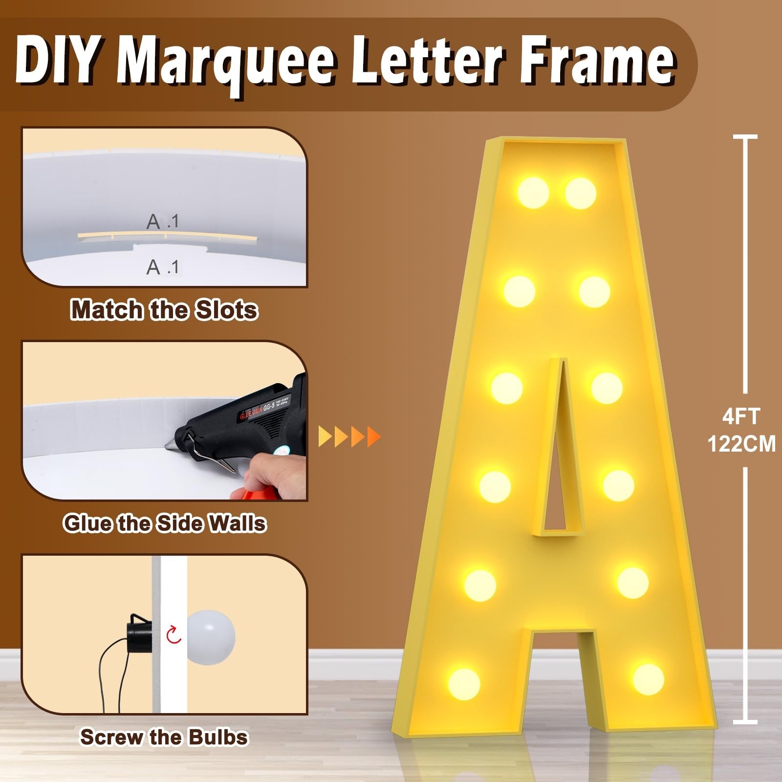 4FT Marquee Light Up Letters A, Big Marquee Letter for Baby Shower Birthday E…
