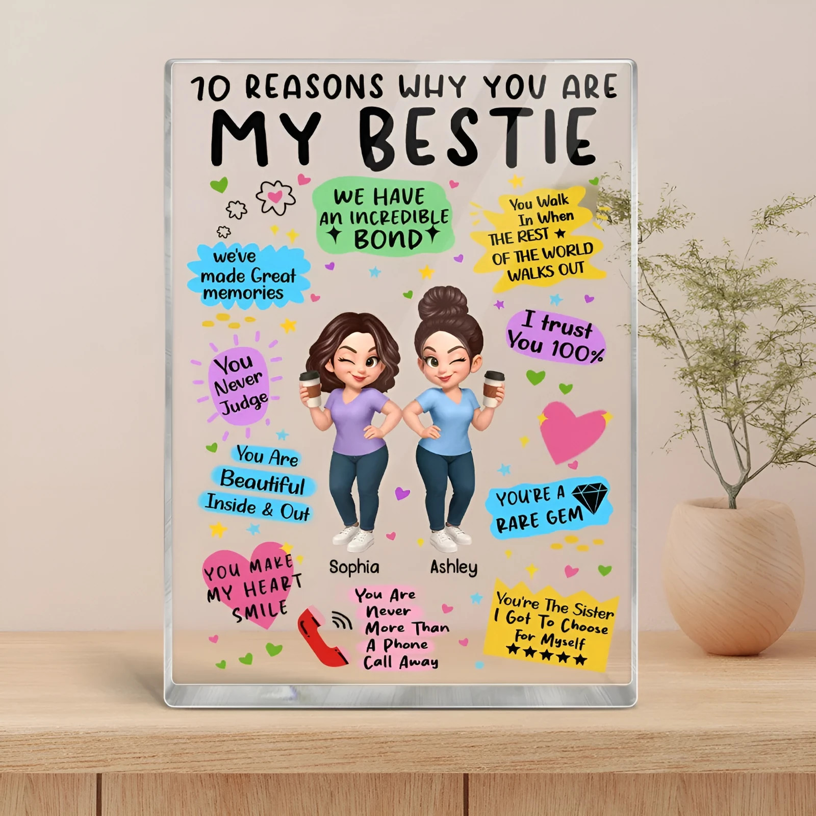 10 Reasons Why You Are My Besties Personalized Acrylic Block Plaque