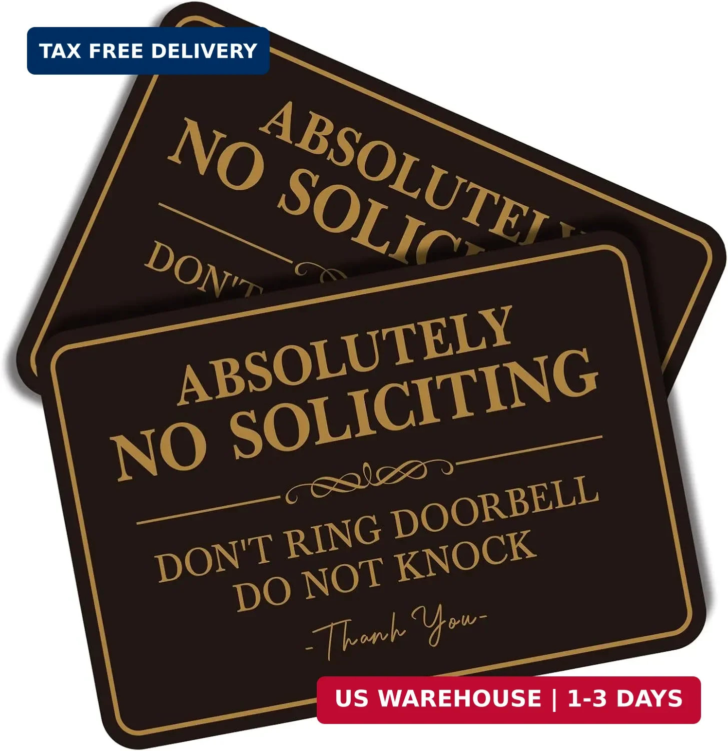 2PCS No Soliciting Sign for Front Door，Self-Adhesive Elegant Do Not Knock or Rin