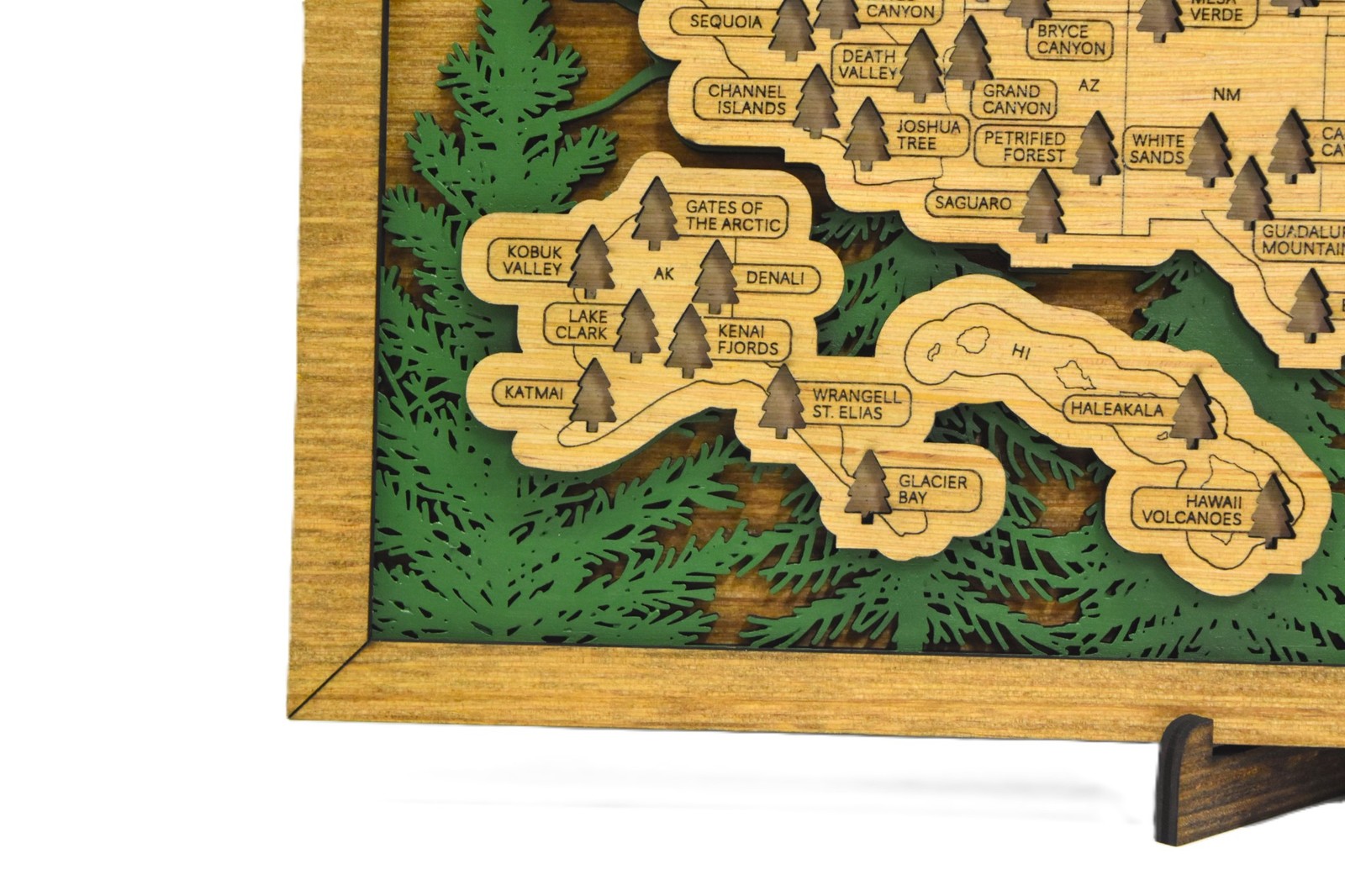 Handmade Wood National Parks Travel Map