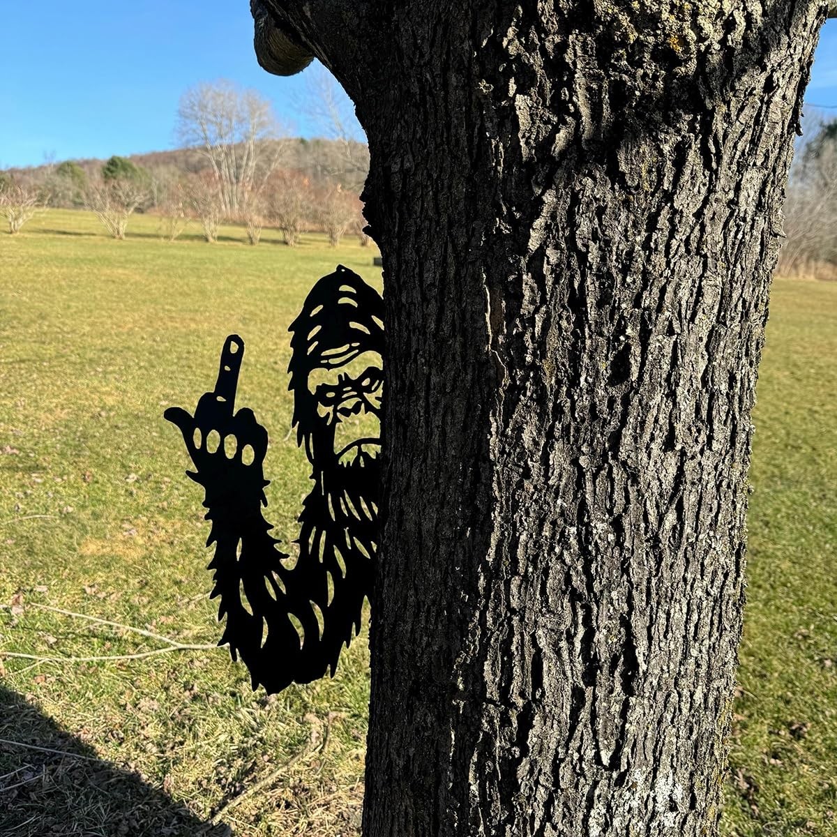 Large Middle Finger Bigfoot Peaking-a-Boo Animal Metal Sign Wall Art Ornament…