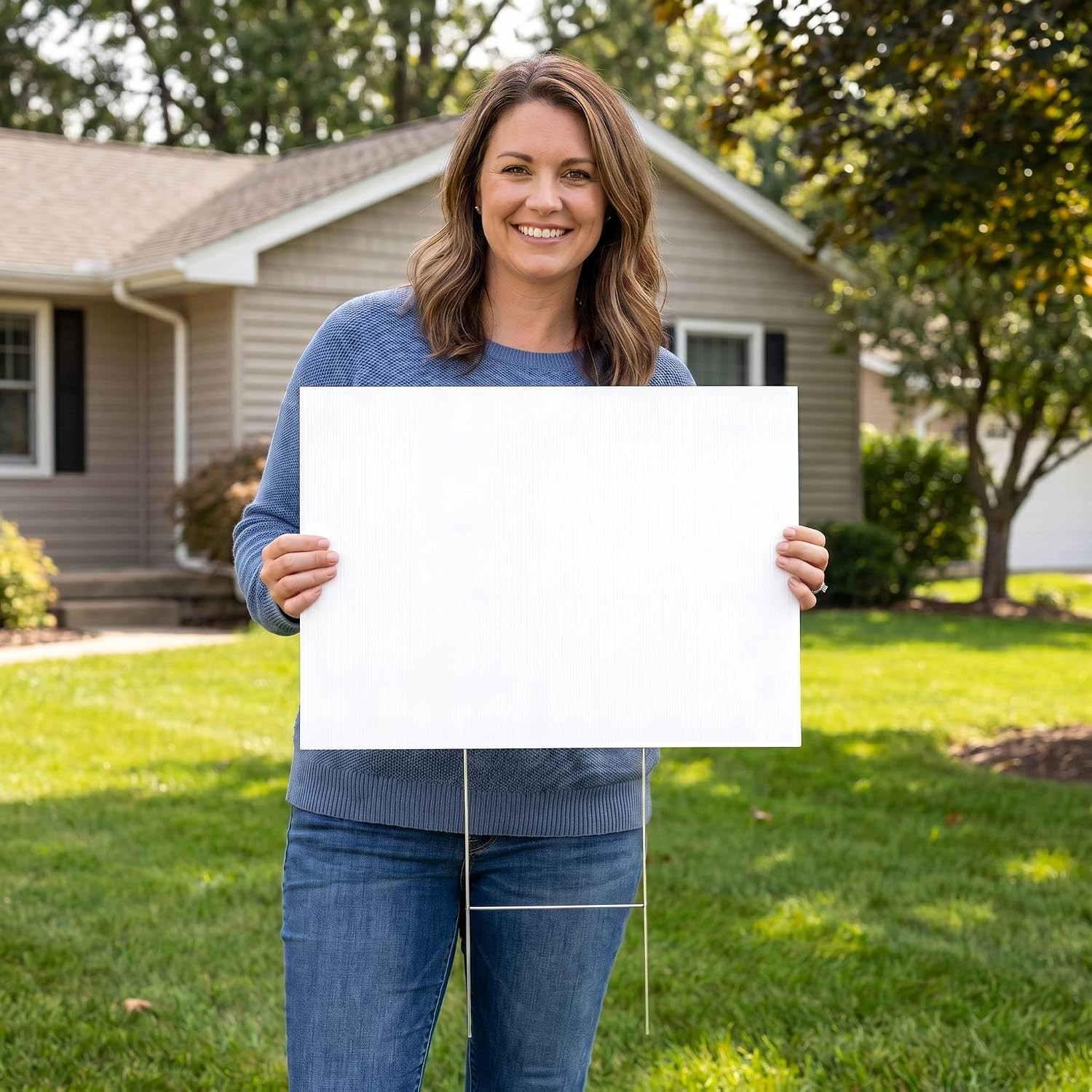 10 Blank Yard Signs with Stakes 17.5 X 12 Inch,4Mm Thick Corrugated Plastic Lawn