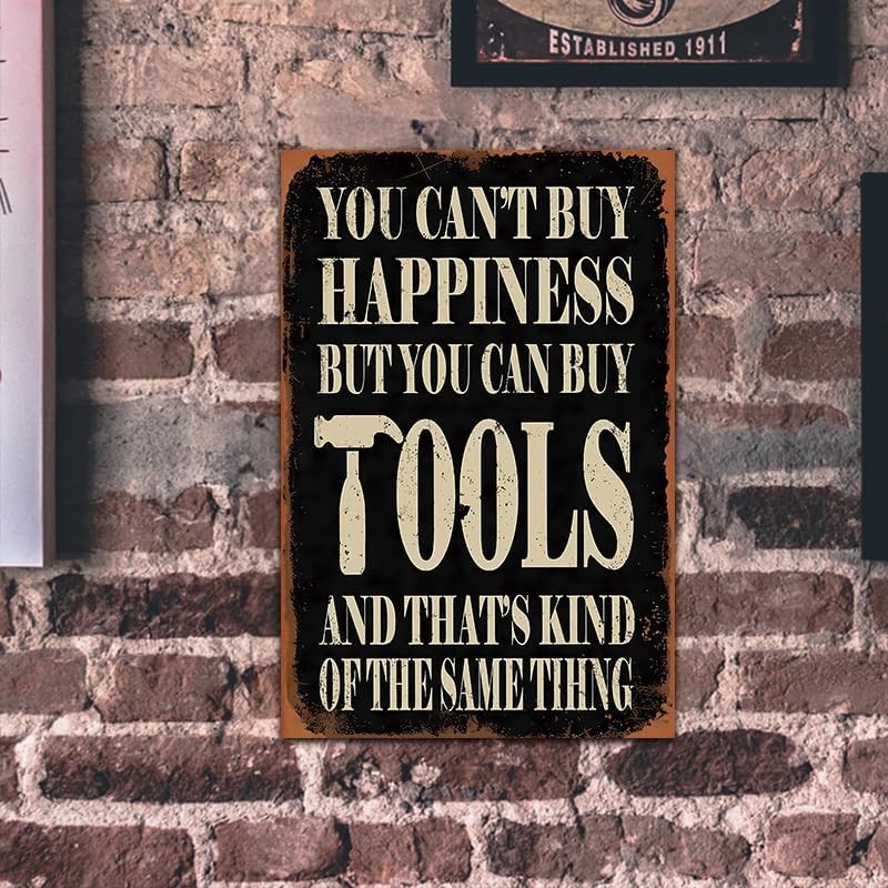 Funny Metal Garage Signs for Men – You Can Buy Tools Sign, Vintage Tin Signs for
