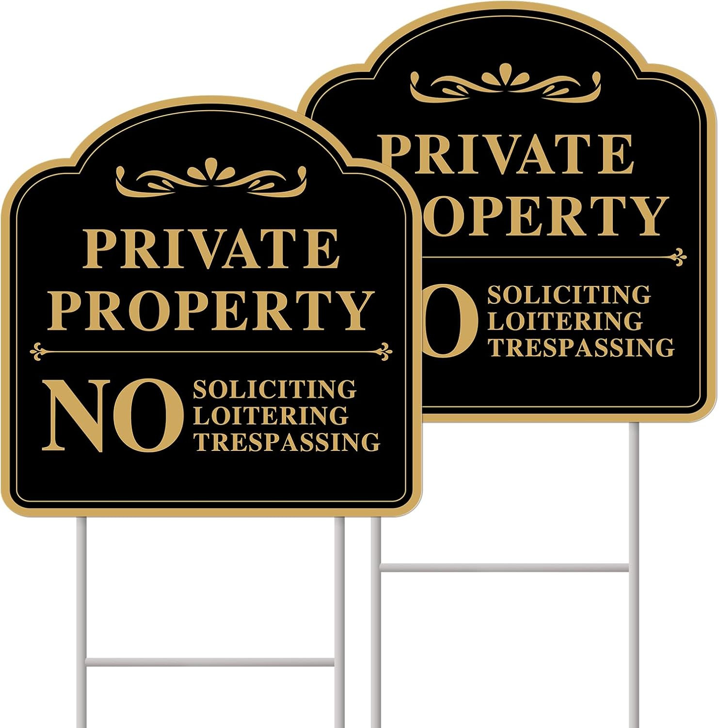 Private Property No Soliciting Sign for House, No Soliciting Yard Sign, 2-Pack 1