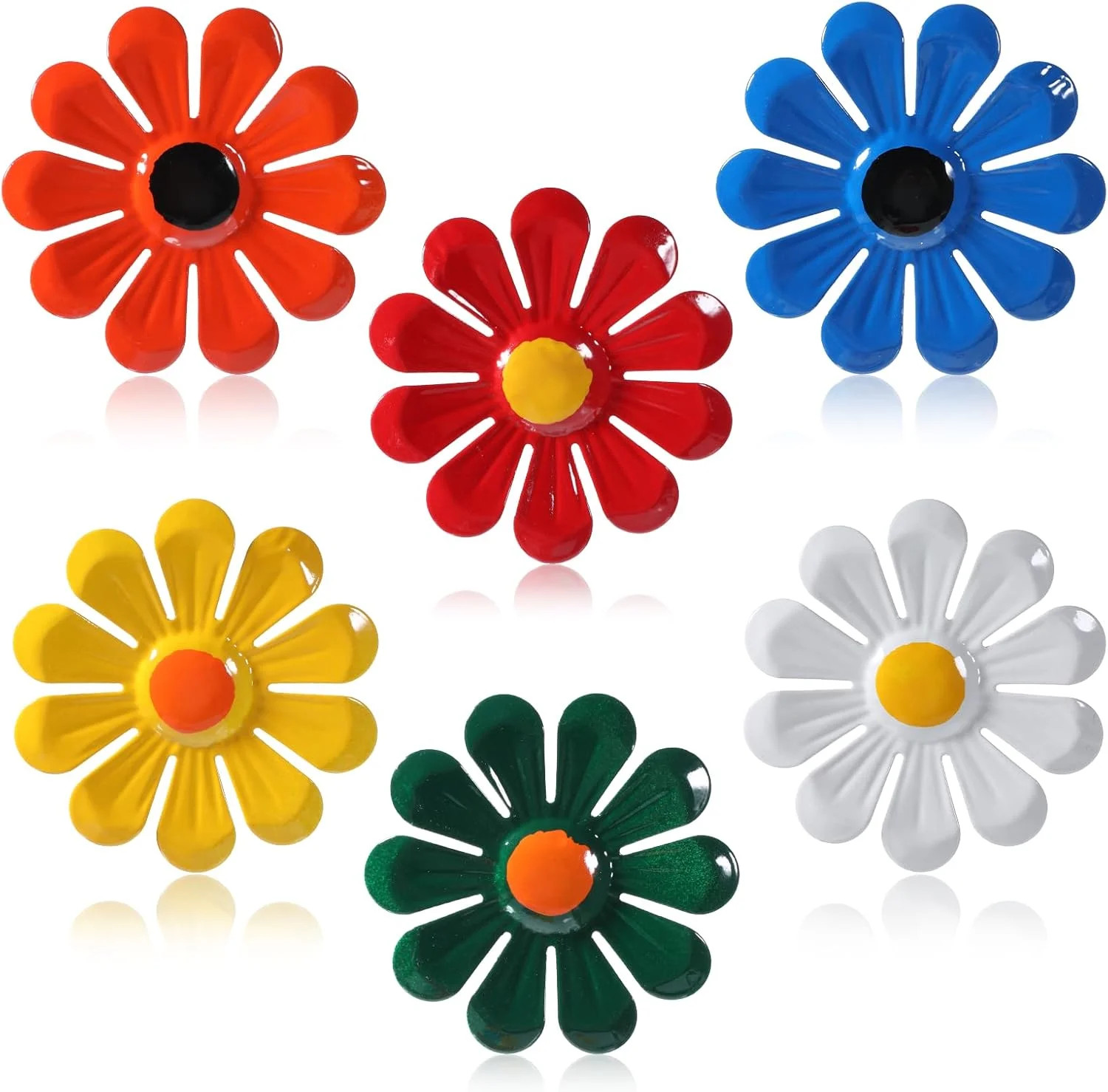 6pcs Metal Wall Flowers Outdoor Wall Decor Garden Fence Ornaments 4 Inches Sunfl