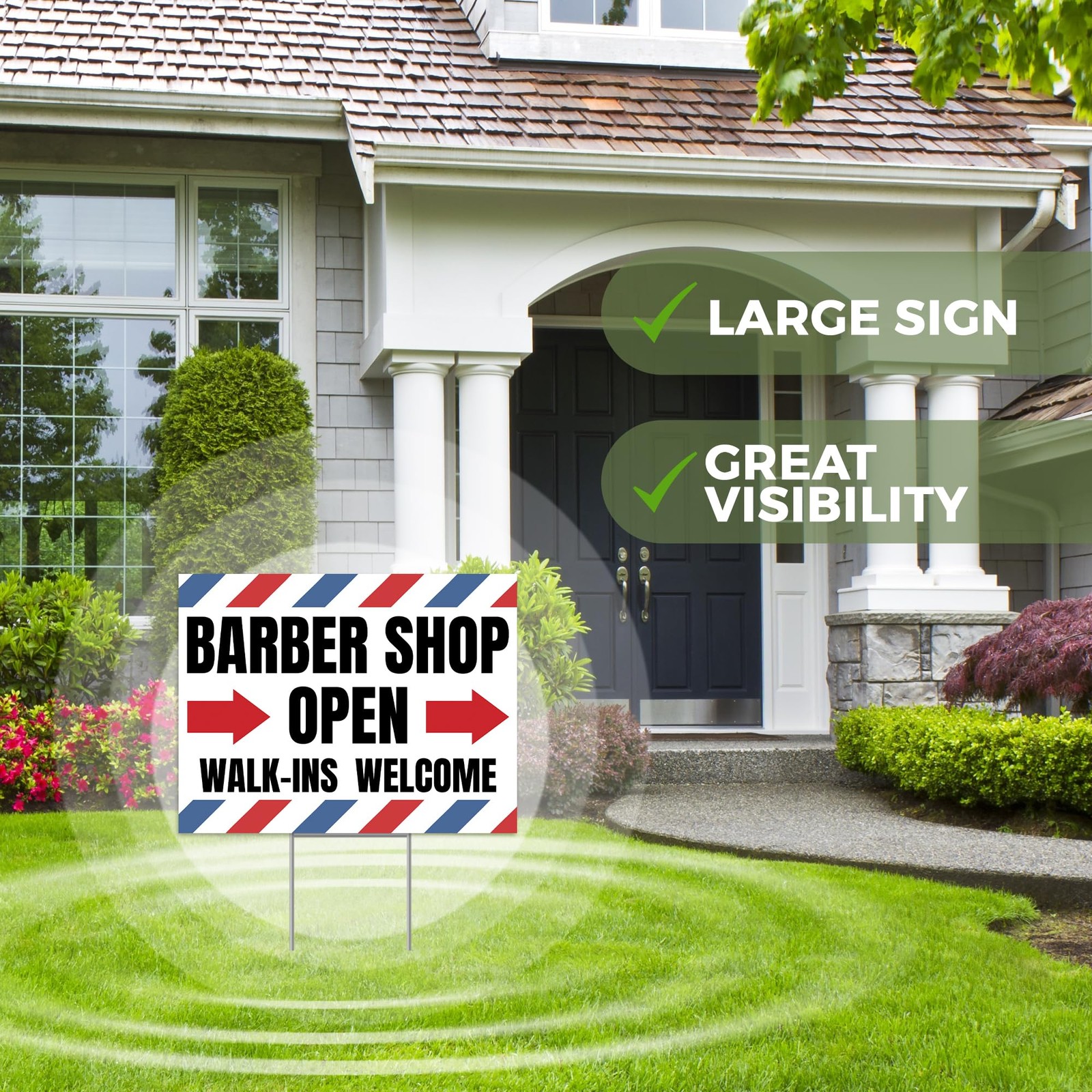 2PC Barber Shop Sign with Stakes 17 Inches by 13 Inches – Double Sided Signs …
