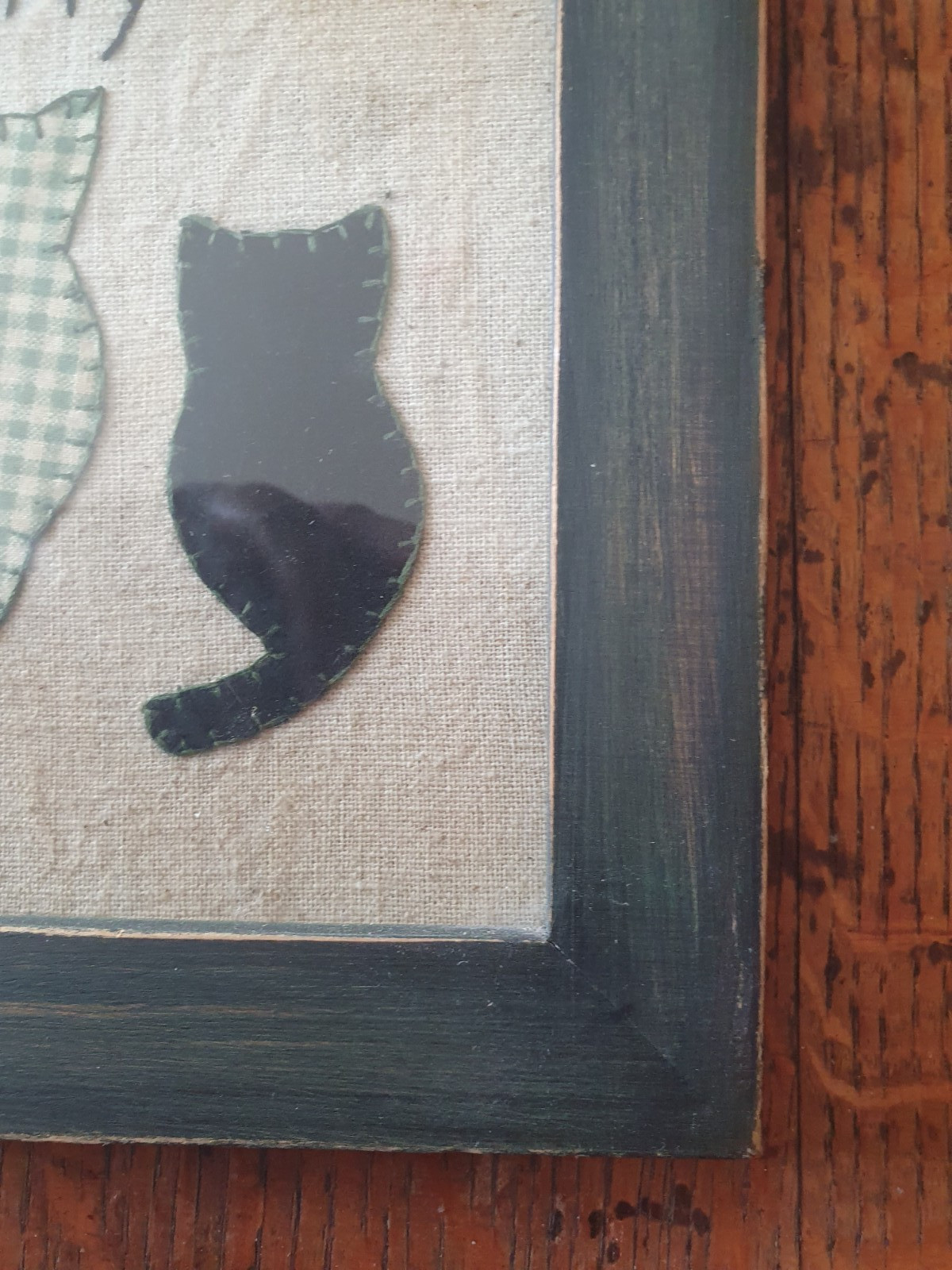 3 Hand Made Fabric Friend Cat Picture Frame Farmhouse Chic Primitive Cottage