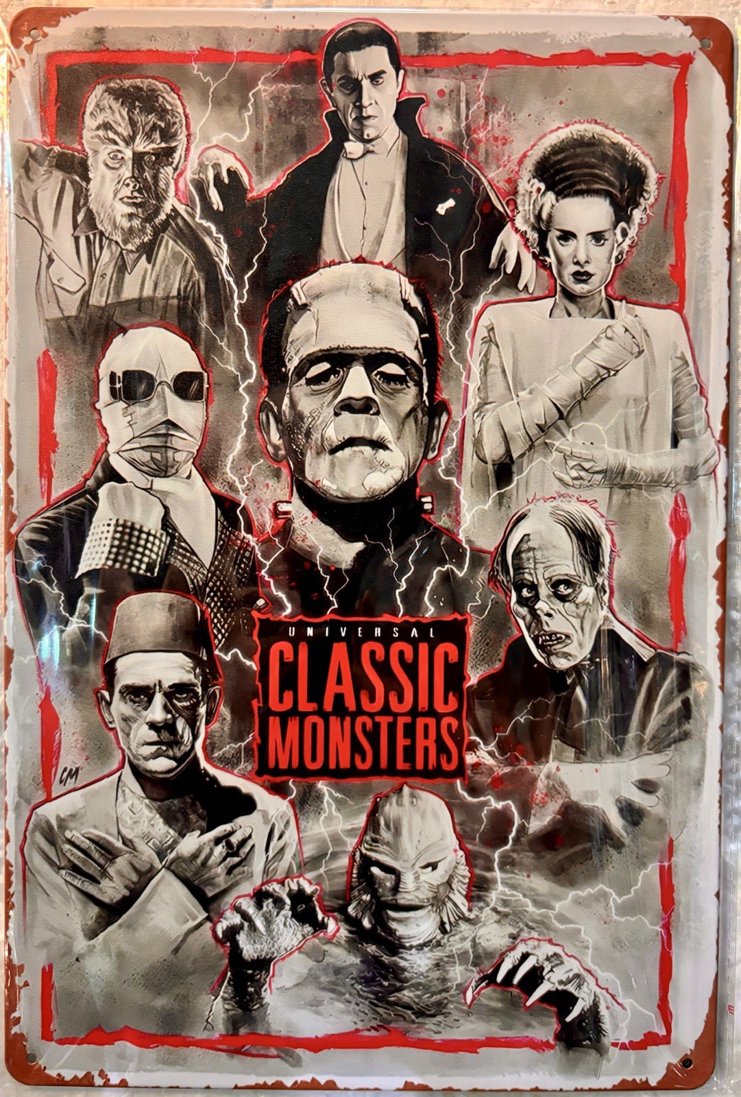 TIN SIGN 8×12 Monsters Bride Frankenstein Dracula Horror Movies Wolfman DD9