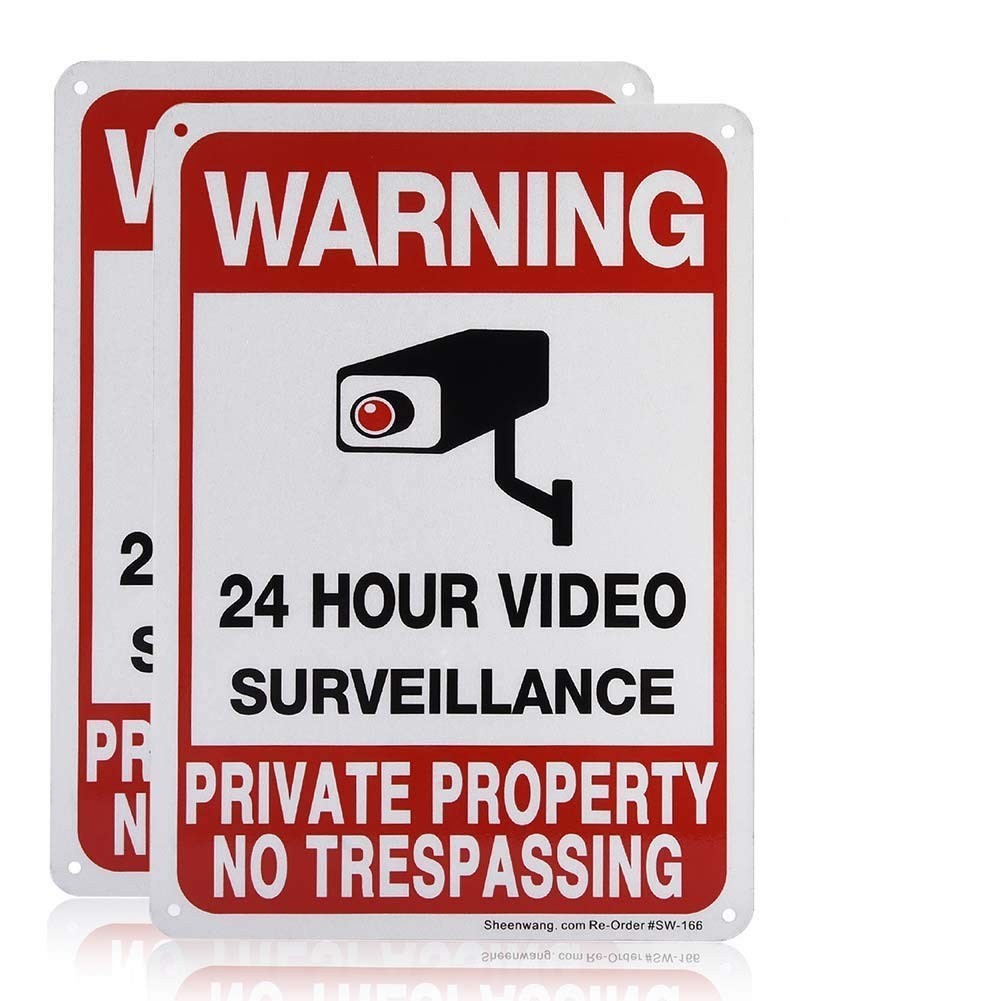 Private Property Video Surveillance Signs – 2-Pack Outdoor Aluminum 10×7 in
