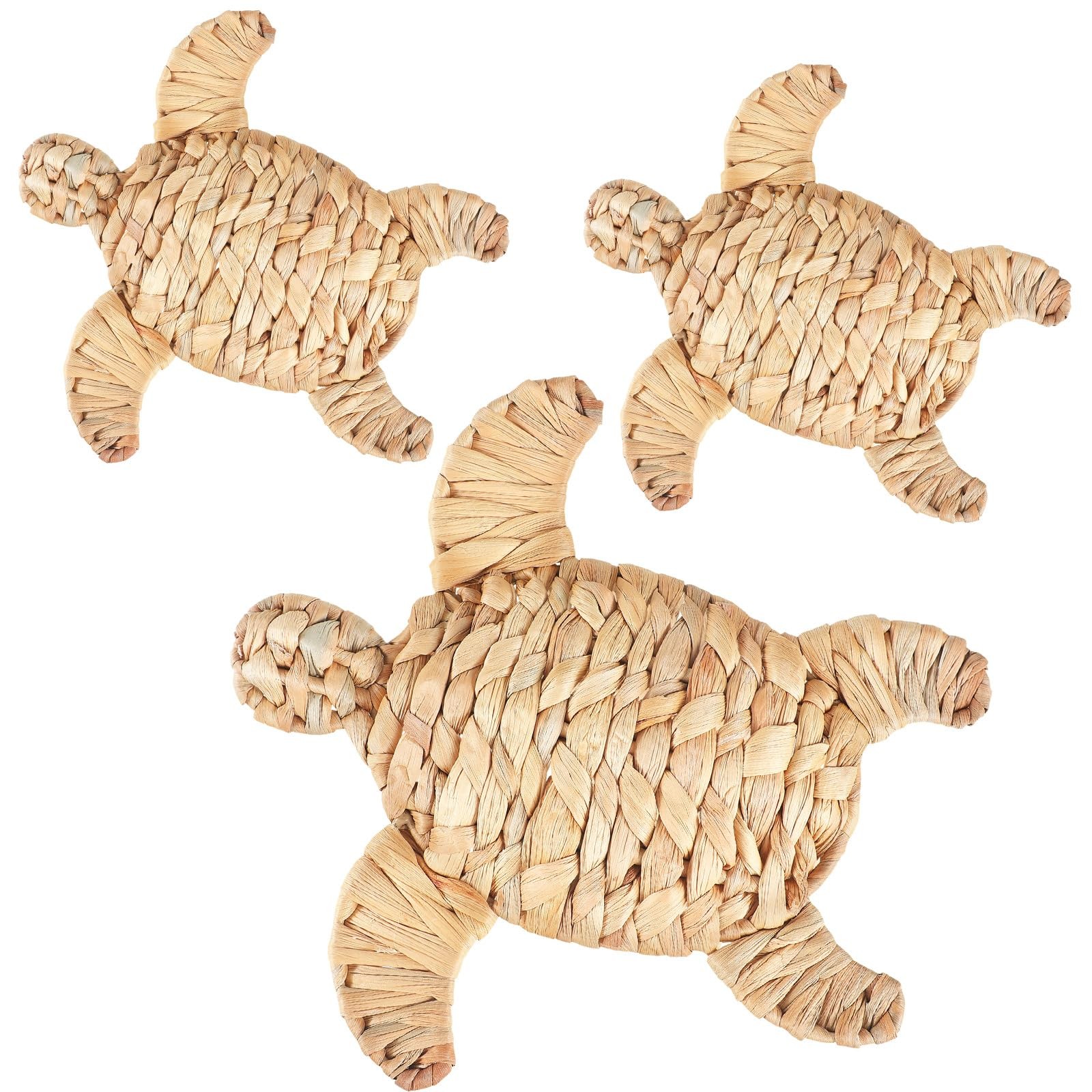 3 Pcs Sea Turtle Beach Theme Decor 3 Size Handmade Wicker Turtle Wall Decor S…