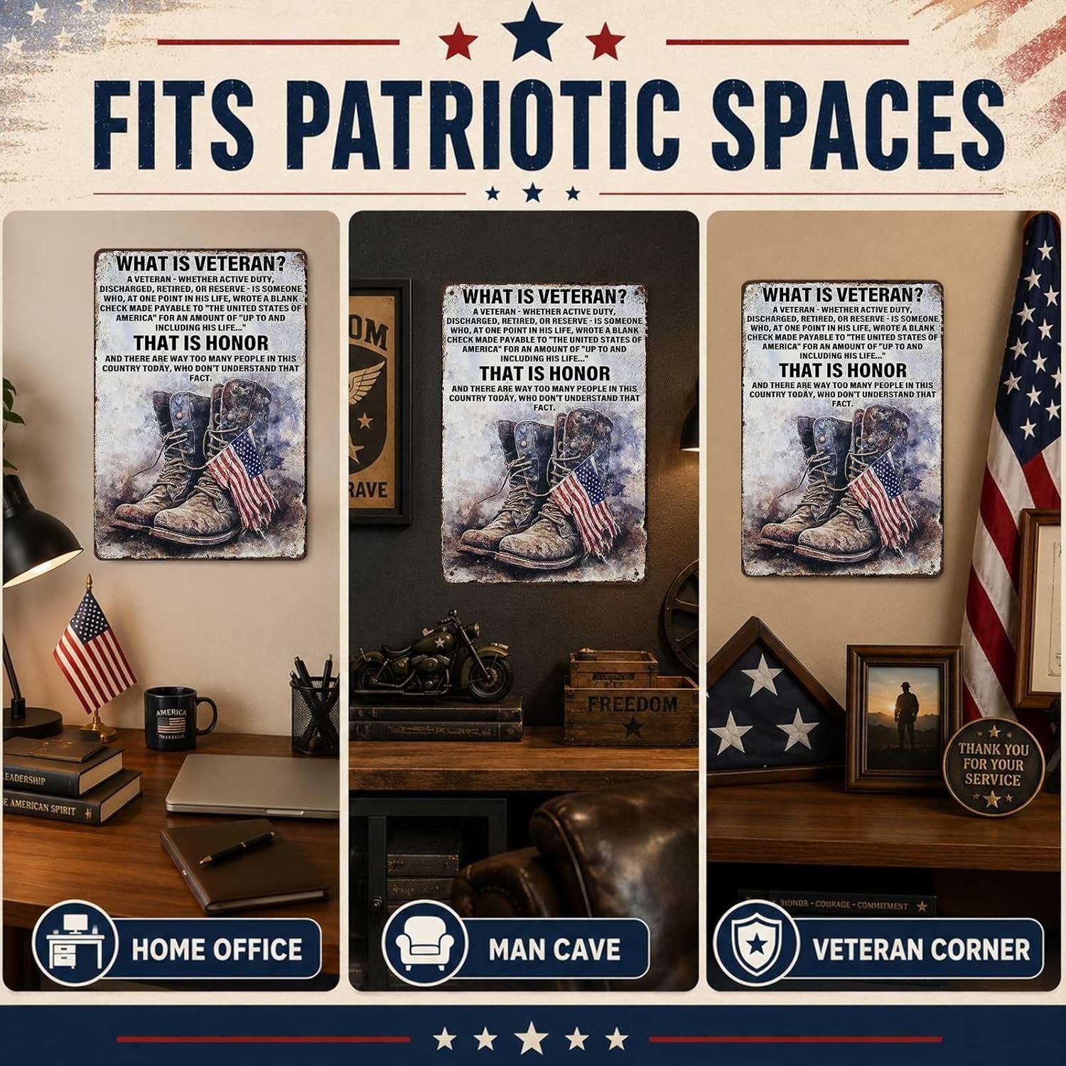 Military Decor Army Patriotic Metal Sign Wall Decor What Is a Veteran Metal Tin