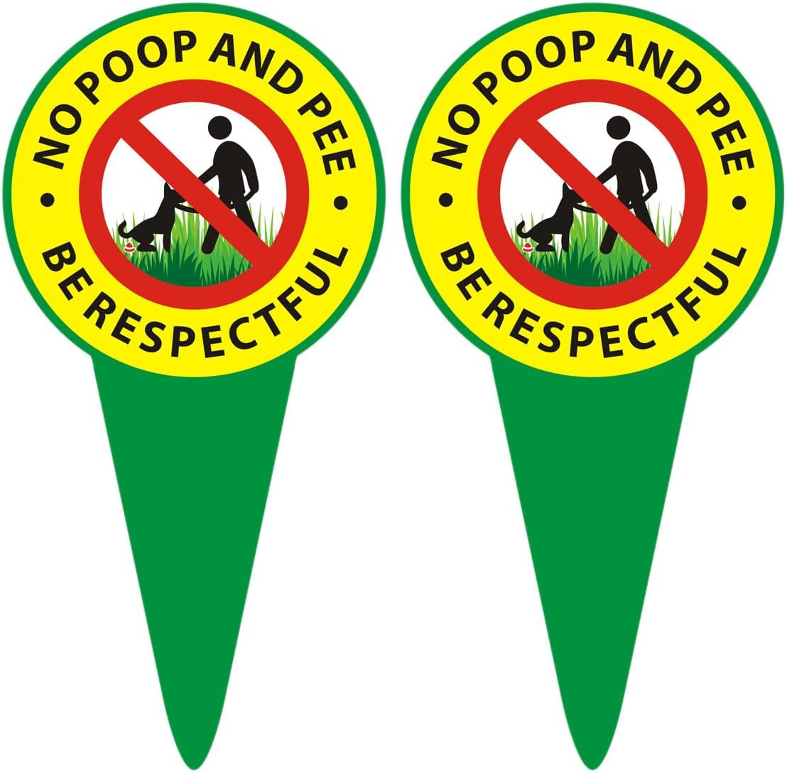 No Dog Poop Signs 2 Pack – Aluminum High Temperature Resistance – Prevent Pets f