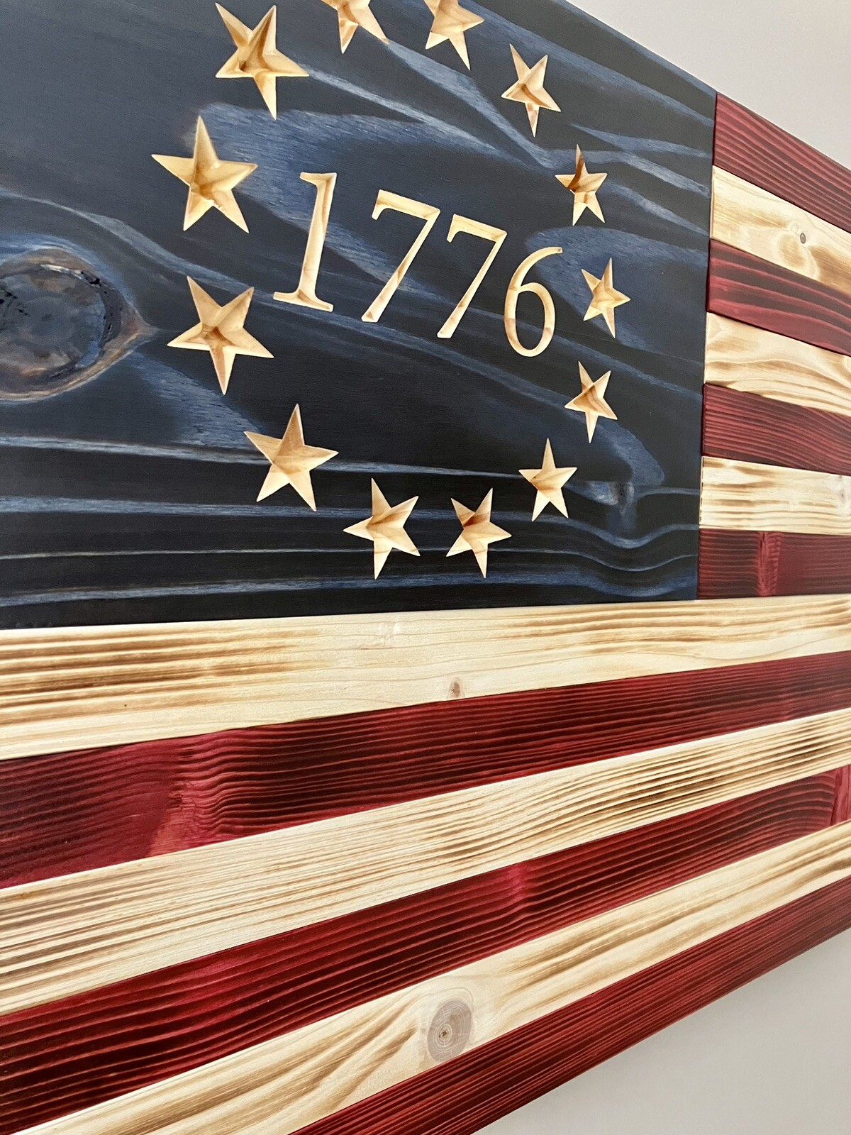 Handmade 1776 Betsy Ross Wooden American Flag by Eagle Wood Flag Company