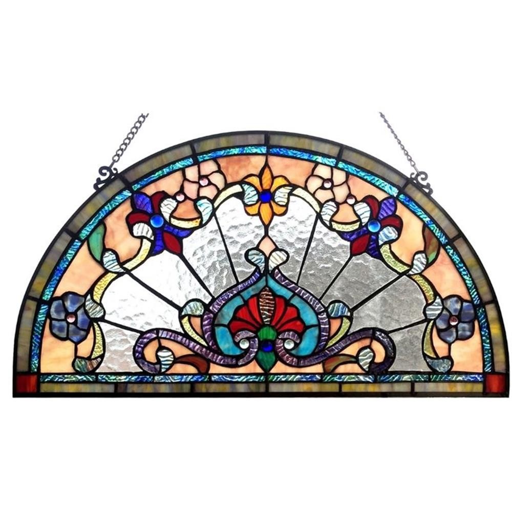 Pemberly Row Contemporary Victorian Window Panel 24″ Wide – Multi-Colored