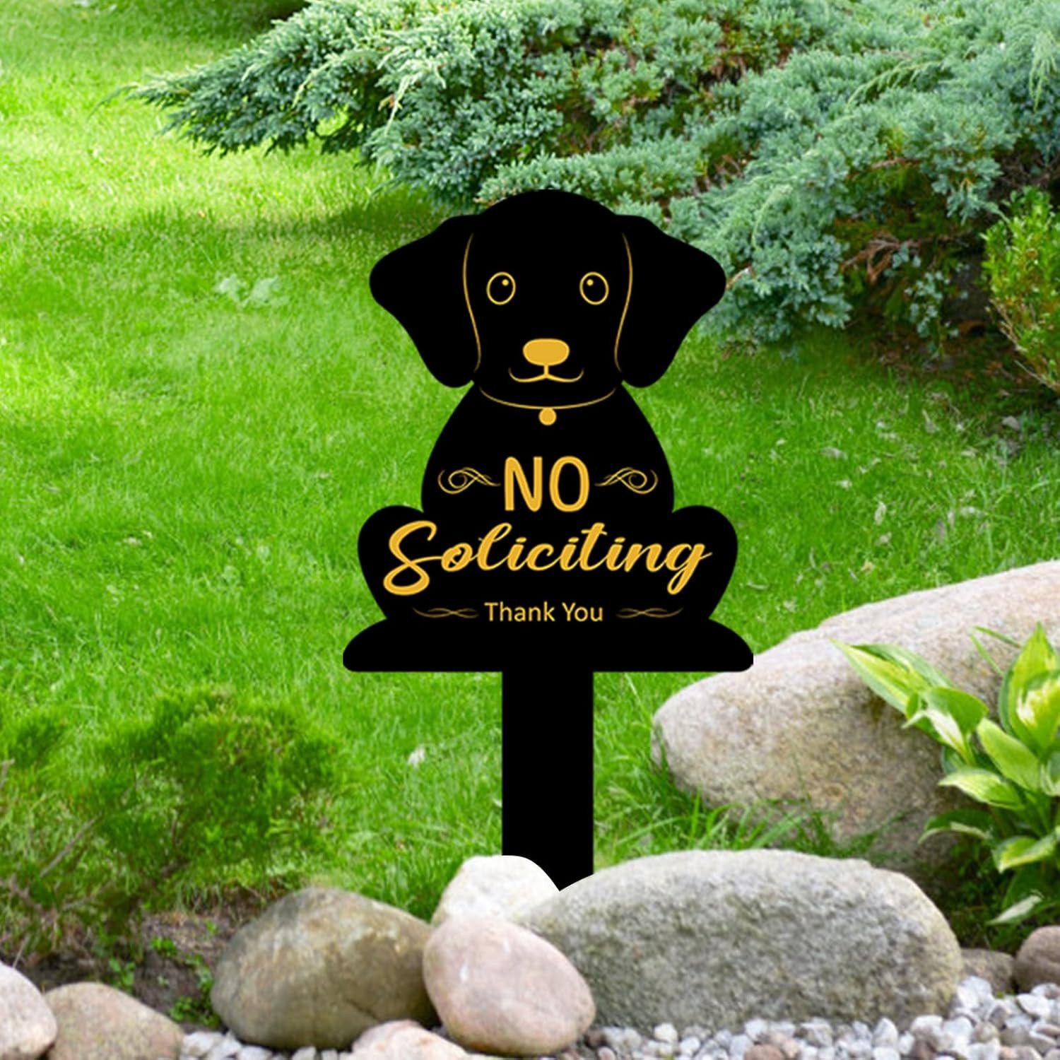 No Soliciting Sign for House Metal No Soliciting Yard Sign with Stake Outdoor Ya