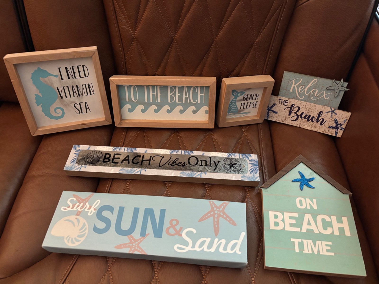 Lot of 7 Beach Themed Plaques Signs Summer Lake Sea Lakeshore Cabin Ocean READ