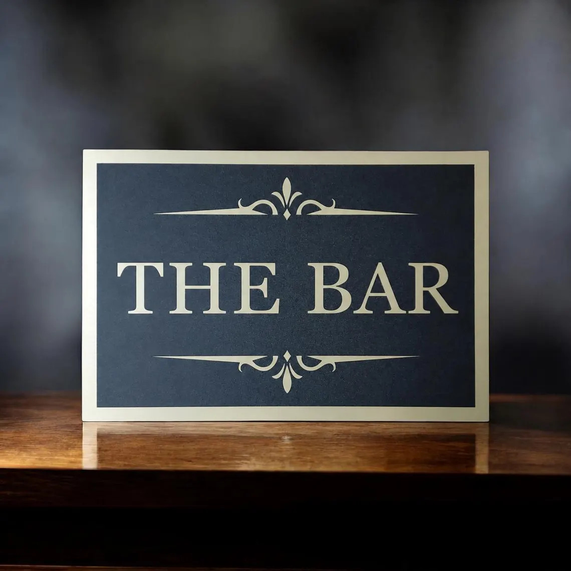 THE BAR Sign Vintage Door Plaque Home Bar Gold Aluminum Composite Wall Decor