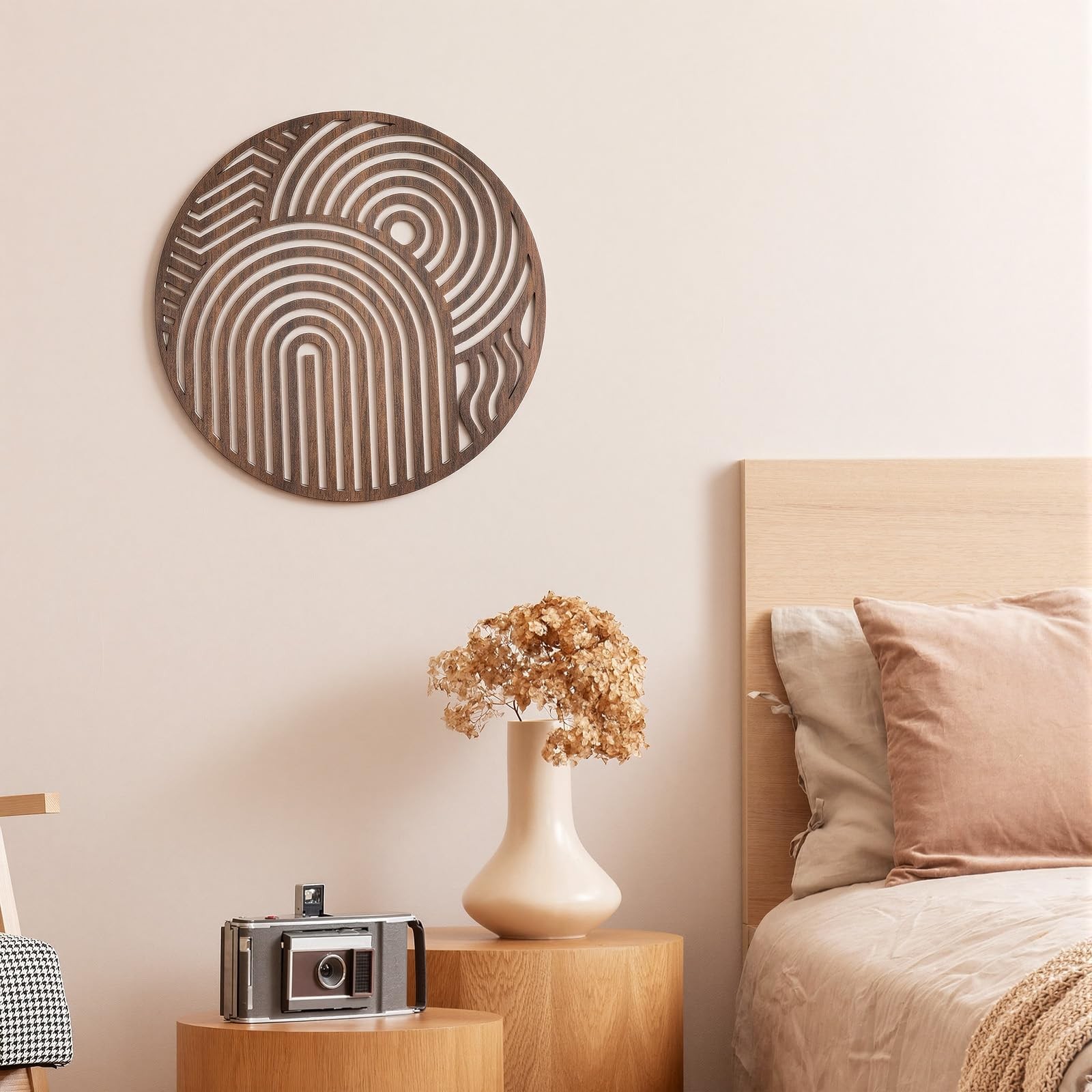 Mcm Decor Mid Century Modern Wood Wall Art Small Walnut Geometric Wall Sculpt…