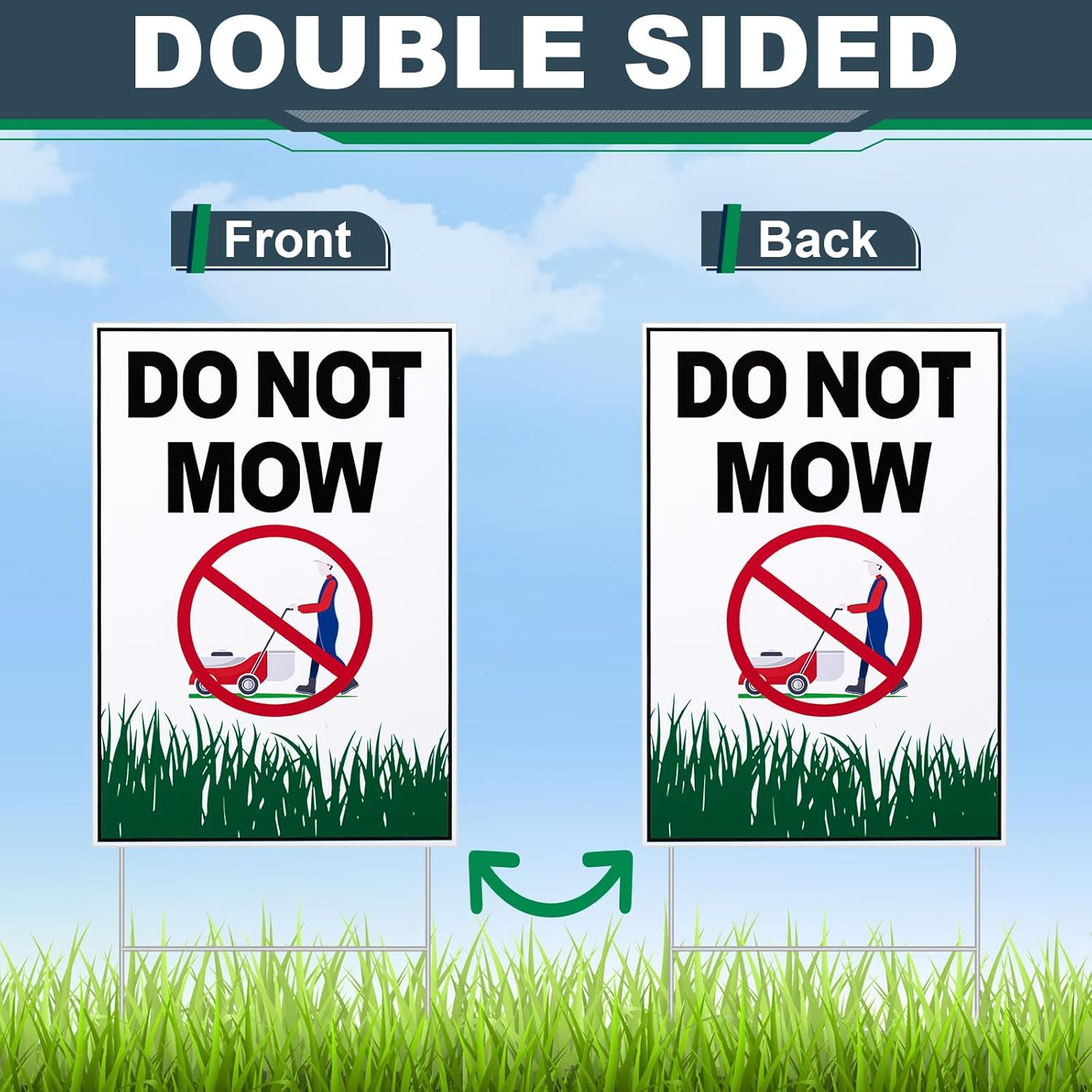 4 Pcs Do Not Mow Sign with Metal H Stake 10 X 7 Inches No Mow May Yard Sign Doub