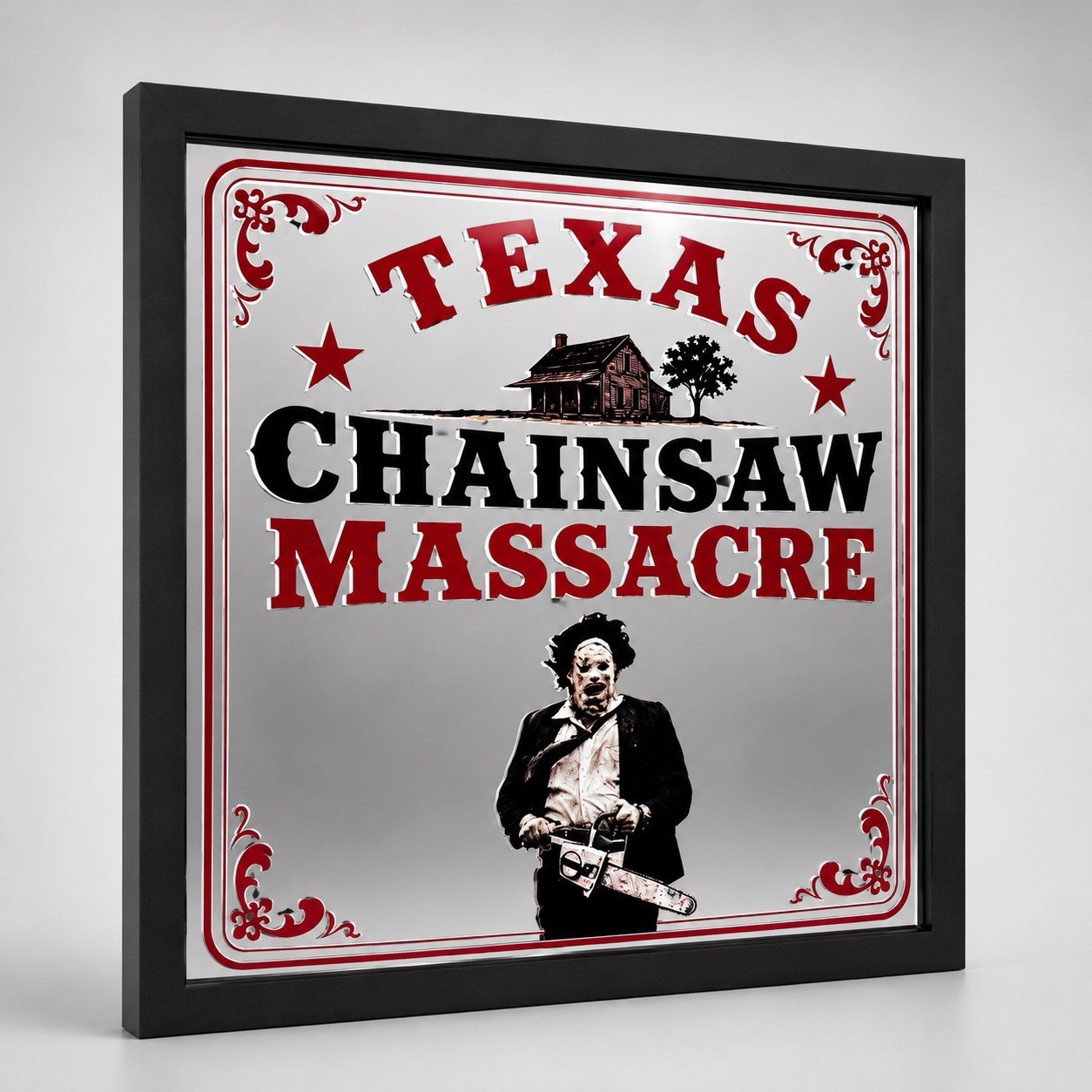 Texas Chainsaw Massacre Leatherface Framed Mirror | Horror Wall Sign Decor