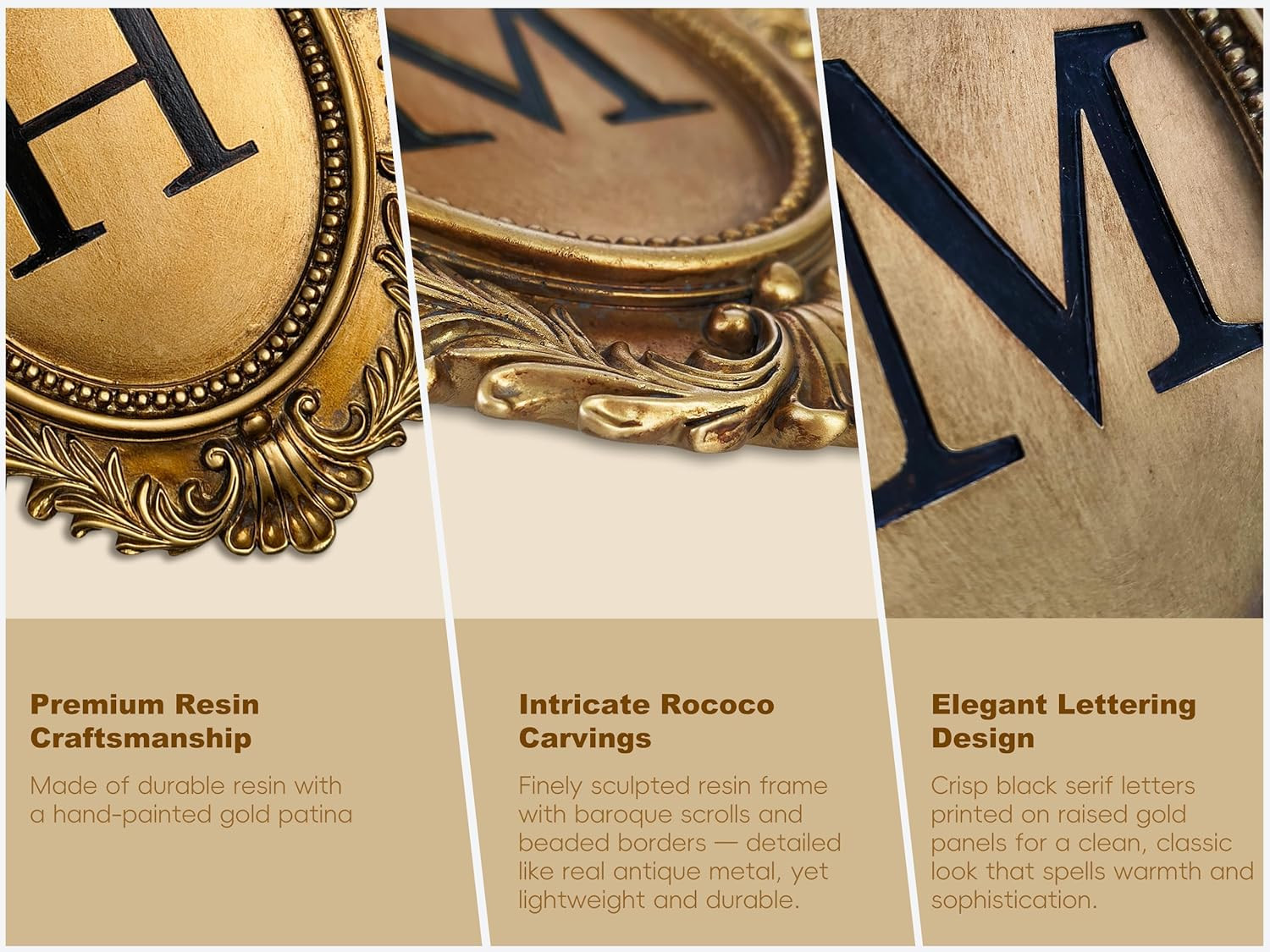 Vintage HOME Sign Gallery Wall Decor – Letters with Gold Frame Wall Sculpture, A
