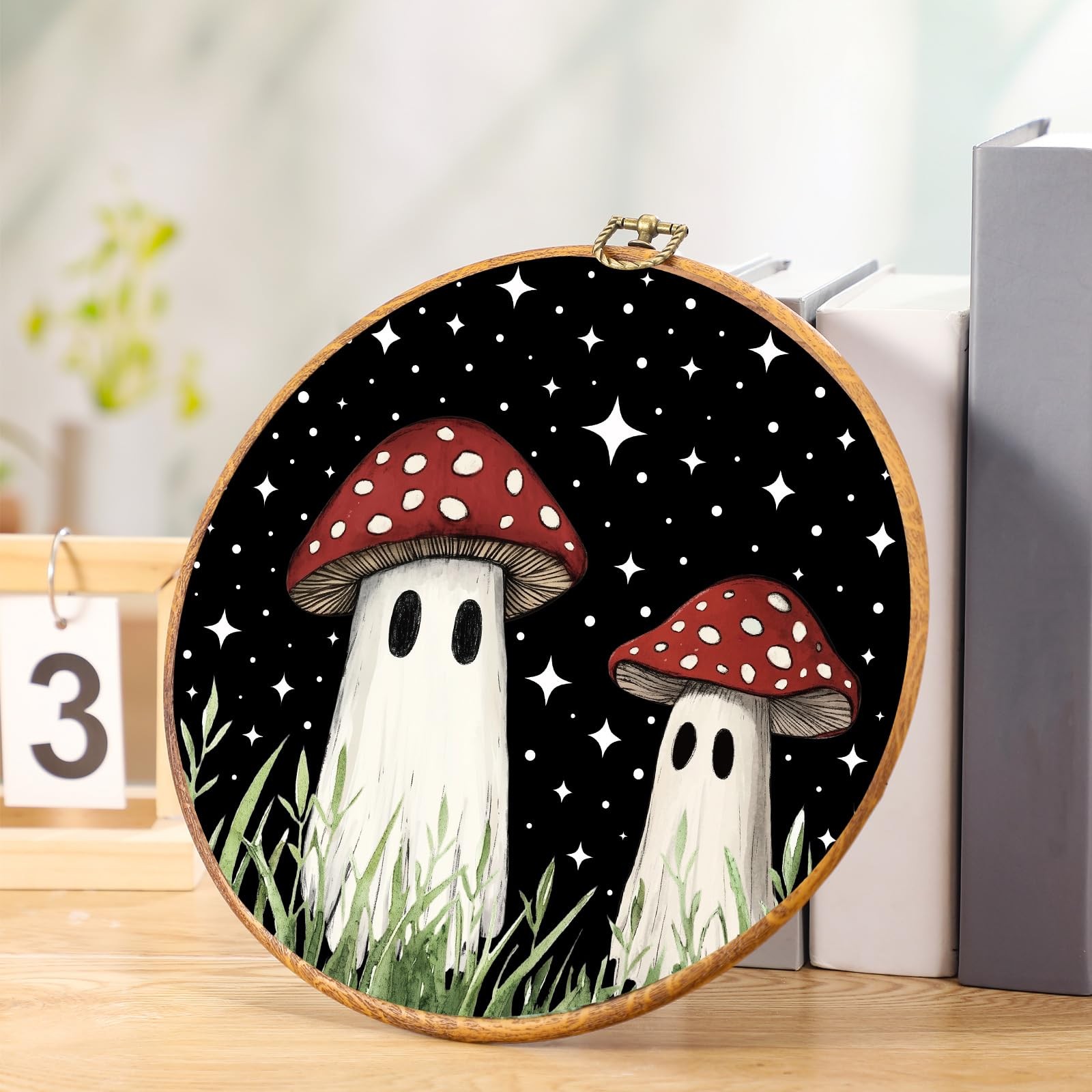 Mushroom Ghost Wall Decor with Hooks 9.84 Inch Boho Mushroom Hanging Door Sig…