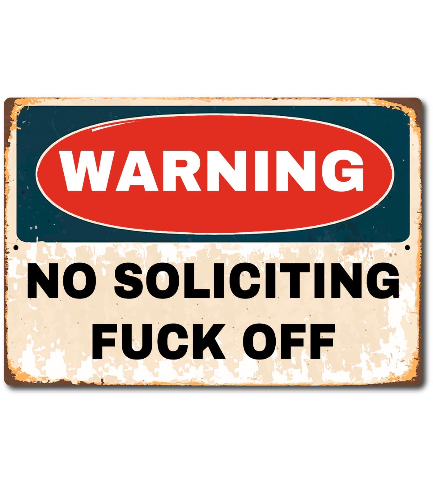 No Soliciting Sign Aluminum Door Mounted Warning Rectangle High Gloss