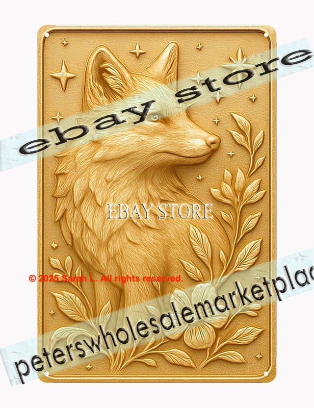 Fox Portrait Tin Sign 3D Effect Woodland Art
