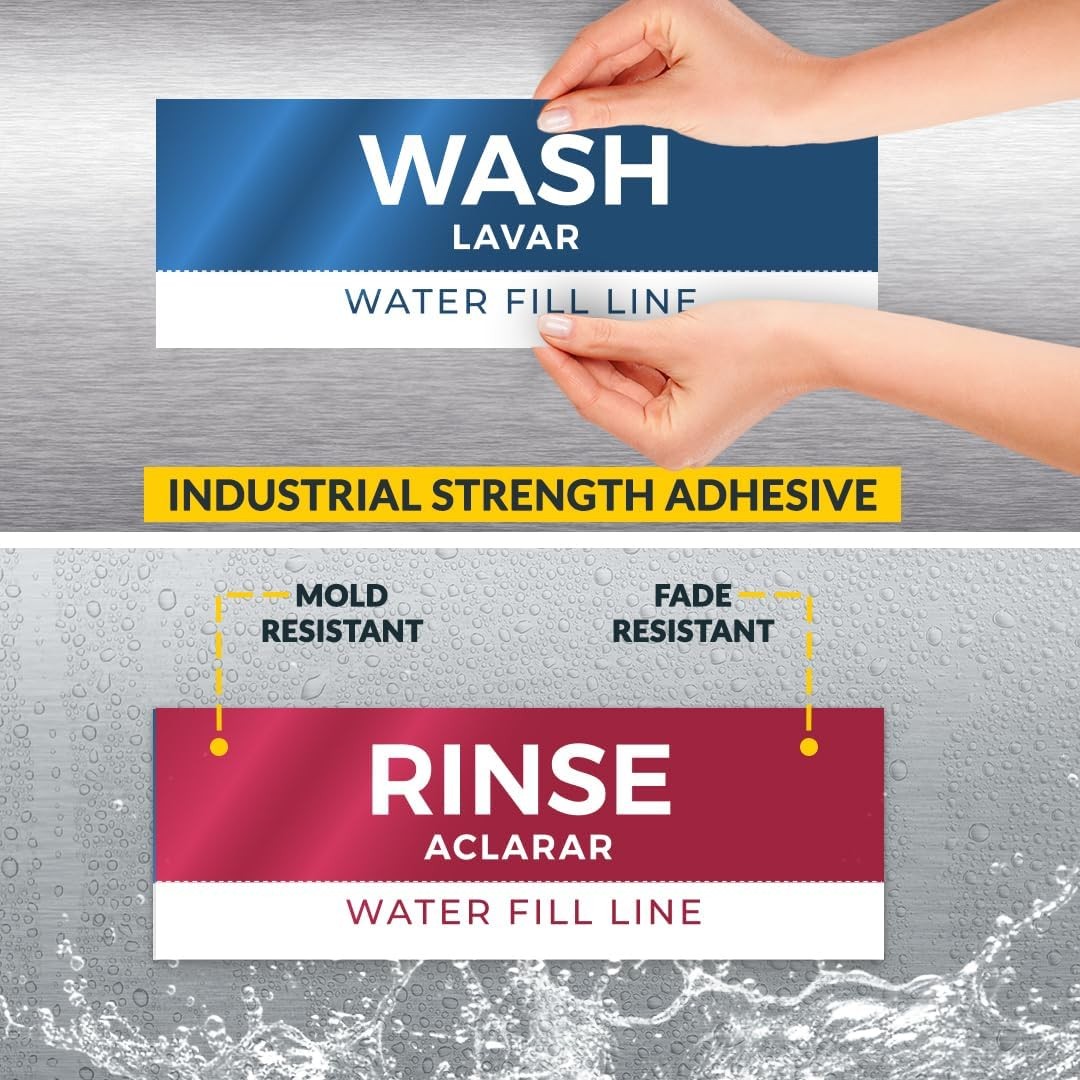 5 Pack Wash Rinse Sanitize Sink Labels, 3 x 9 inches (5 Pack), 5