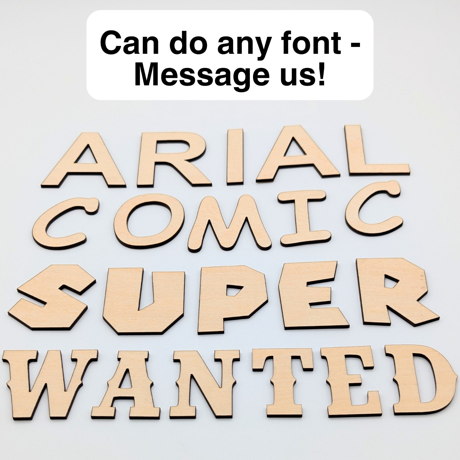 Custom Halloween Wood Text Lettering & Numbers Unfinished Cutout Hobby Craft 3mm