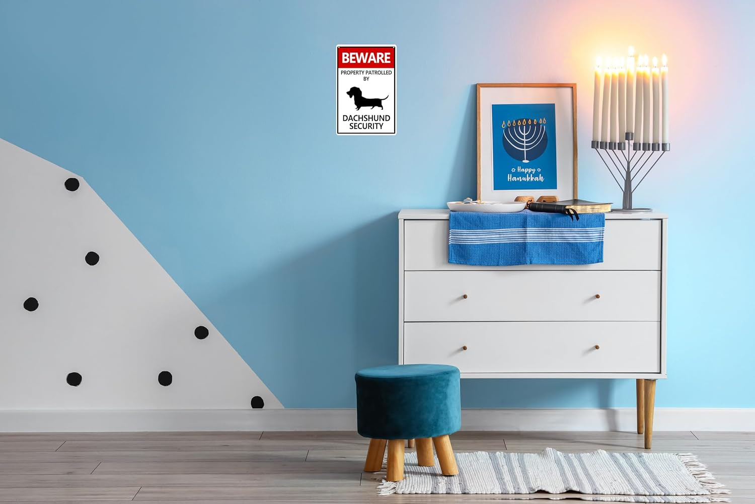 Metal Beware Property Patrolled by Dachshund Security Sign – Traffic Road Tin Si