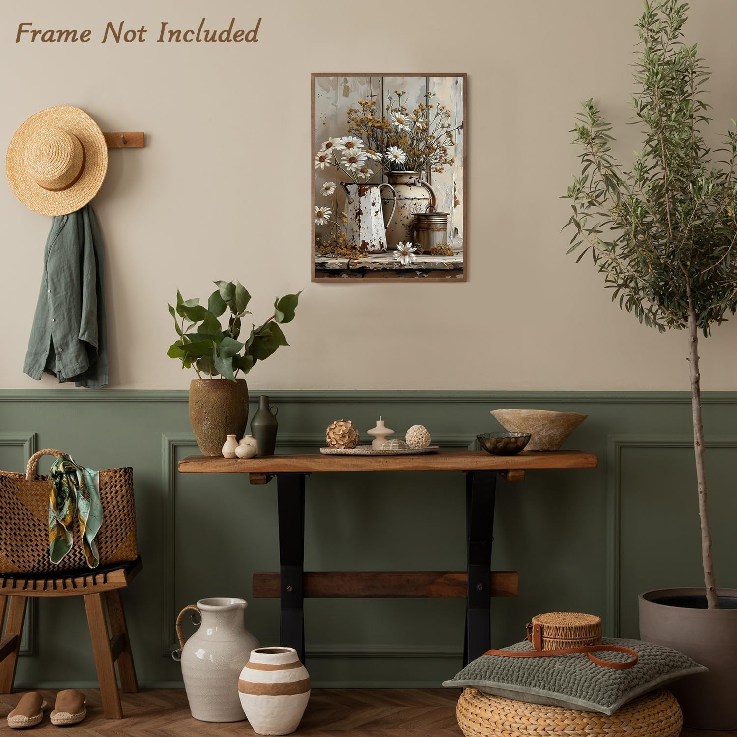 Rustic Daisy Wall Art Farmhouse Bathroom Wall Decor Vintage Country Canvas Wall