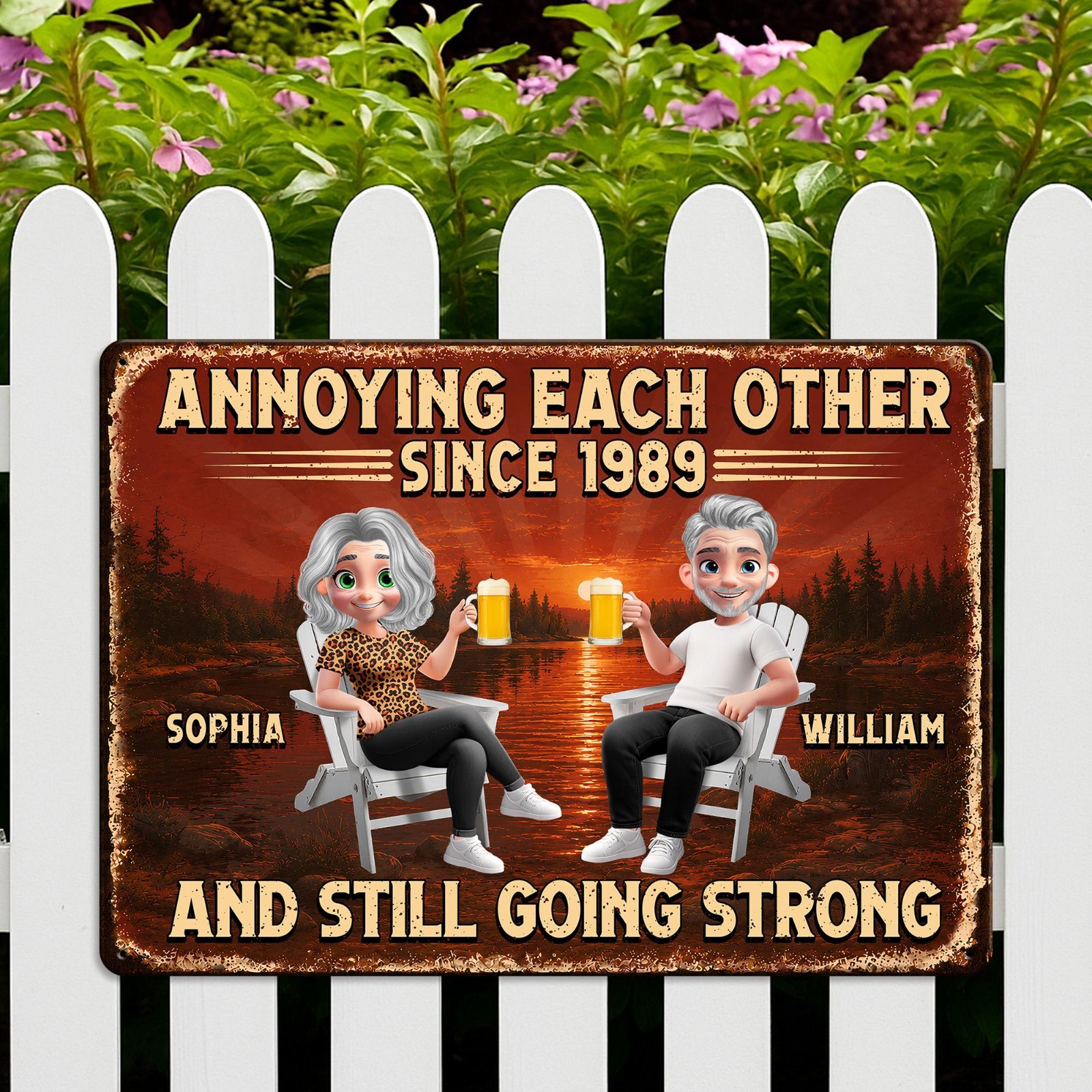 Personalized Wedding Anniversary Metal Sign, Funny Couple Forever Gift
