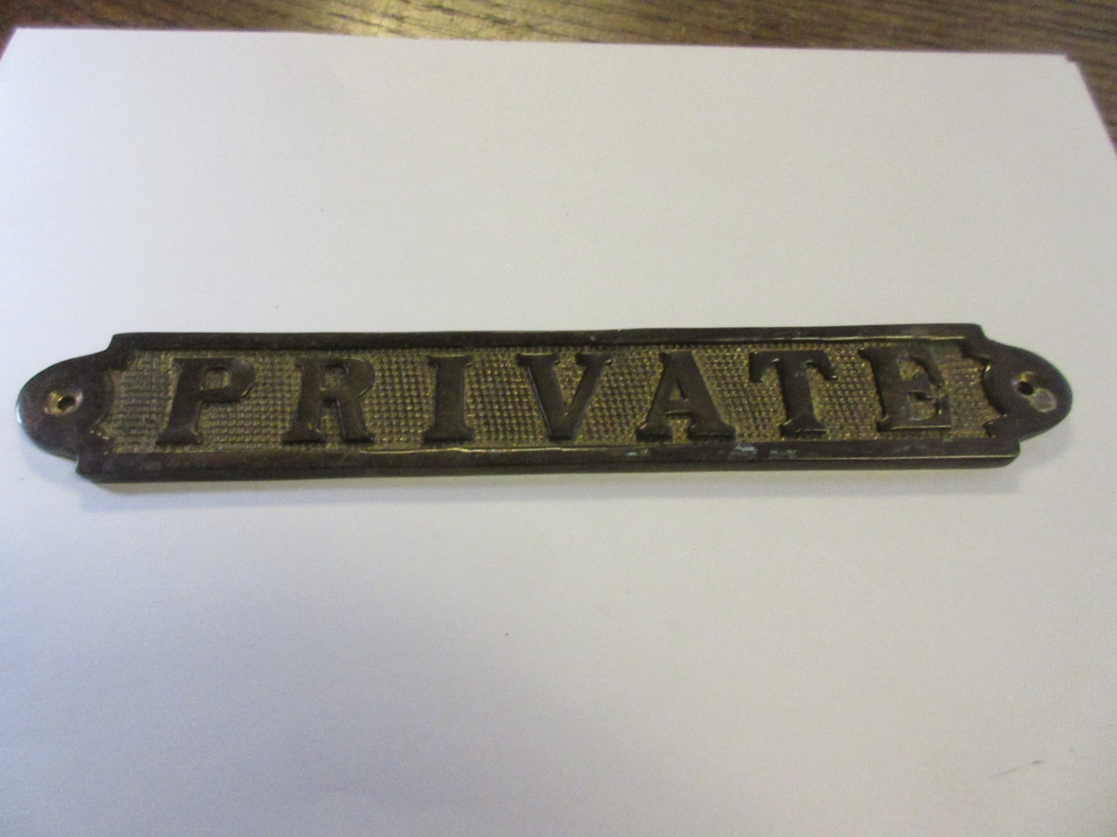 VINTAGE SOLID BRASS BRONZE SIGN PRIVATE DOOR CABINET 8″ EXECUTIVE OFFICE