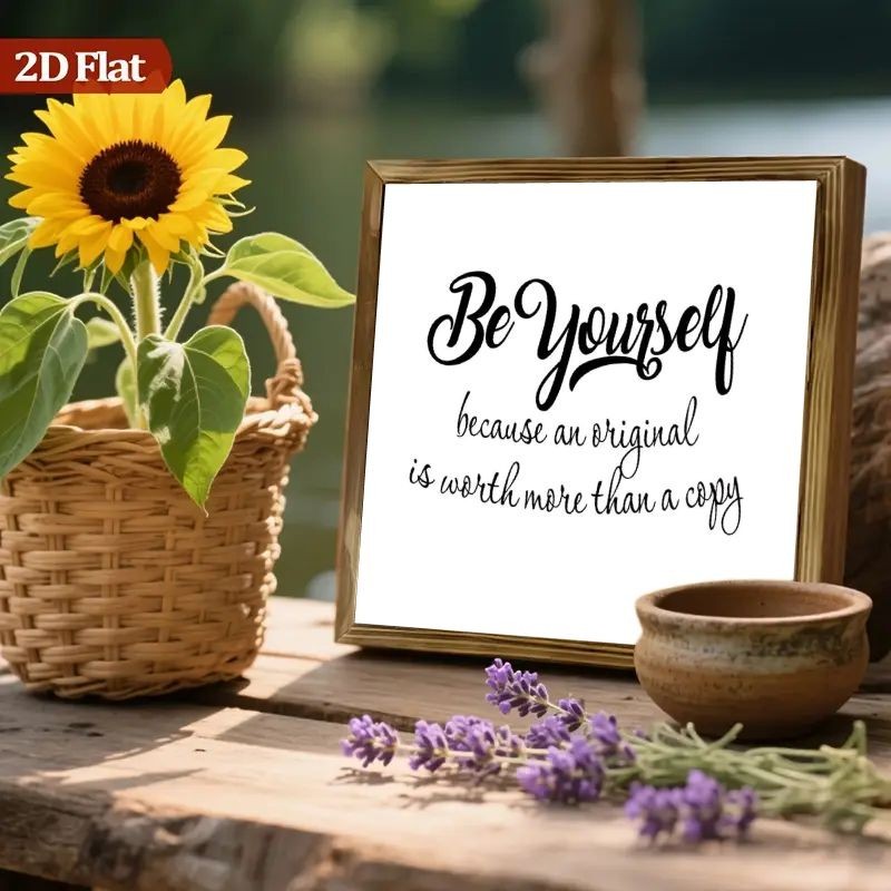 Teen Room Decor “Be Yourself” Quote Framed Wooden Sign Housewarming Gift