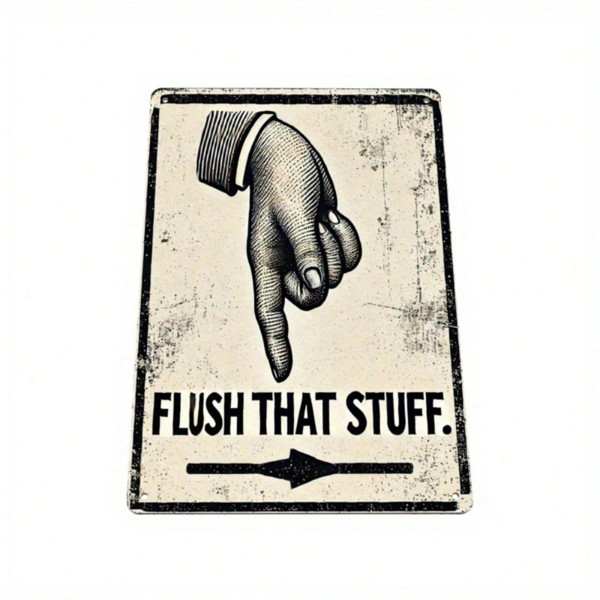Plate Flush That Stuff Humorous Toilet Restroom Sign Farmhouse Door Wall Art