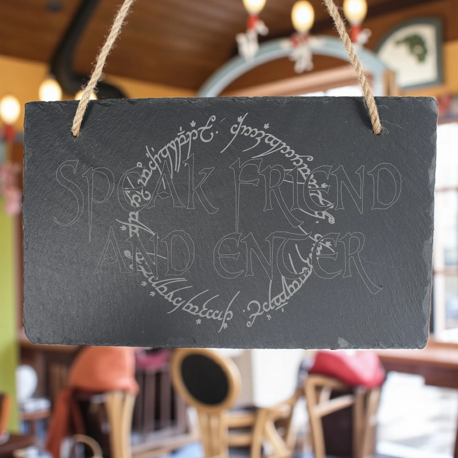 Sign – Slate – Speak friend and enter – 12x7in