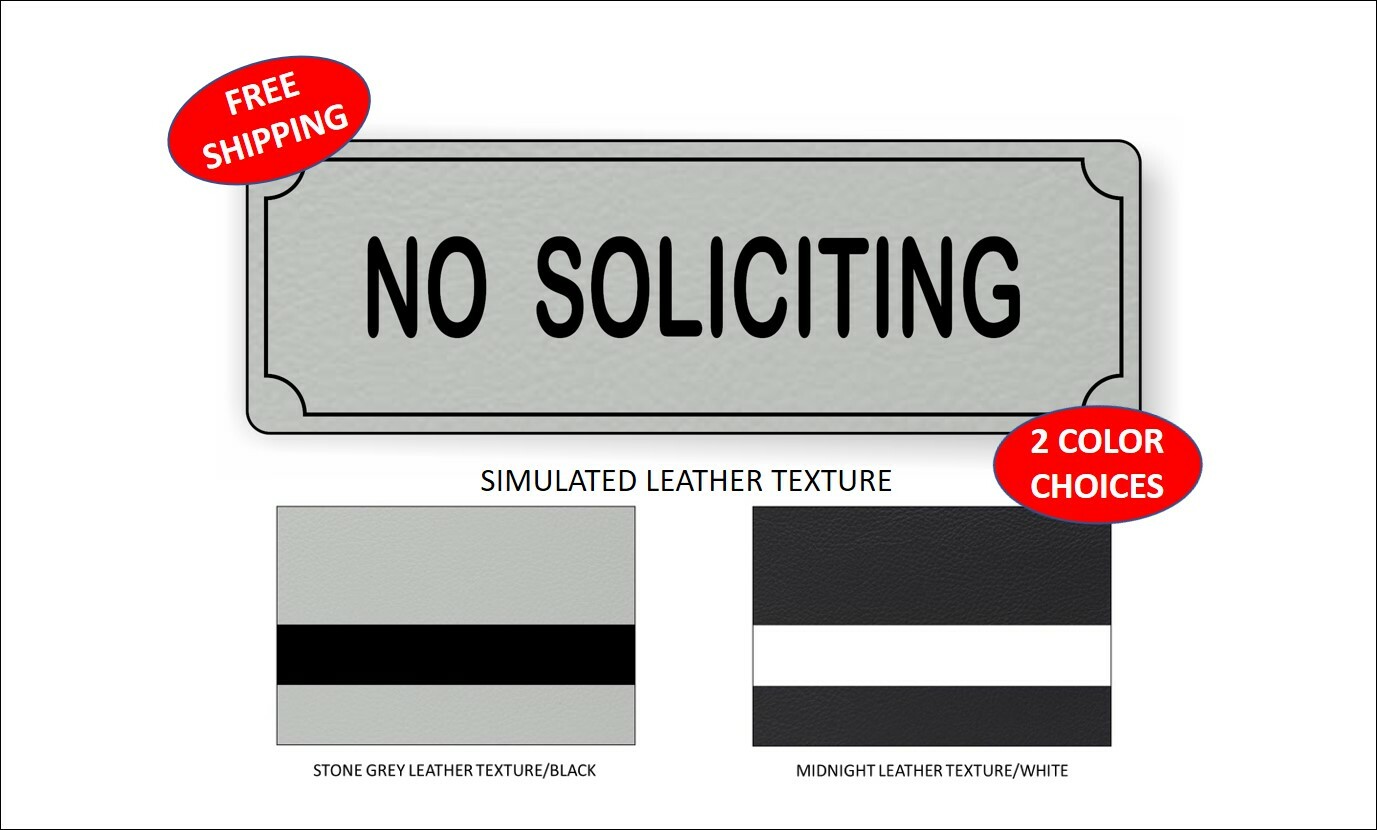 Laser Engraved “NO SOLICITING” Plastic Door/Wall Sign – FREE SHIPPING